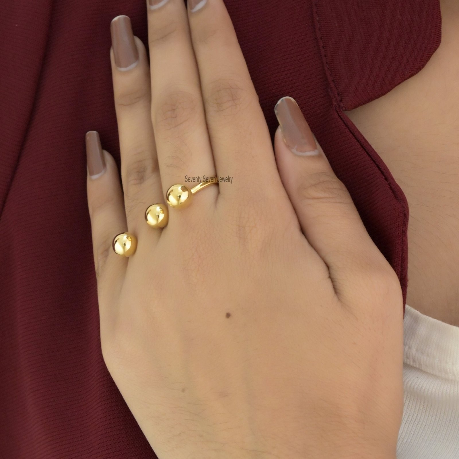 925 Silver Two Finger Ring: Knuckle Stackable Band - Seventy Seven Jewelry | SKU: SSMJR07-SLYG-2026 925 Silver Two Finger Ring: Knuckle Stackable Band - Seventy Seven Jewelry | SKU: SSMJR07-SLYG-2026