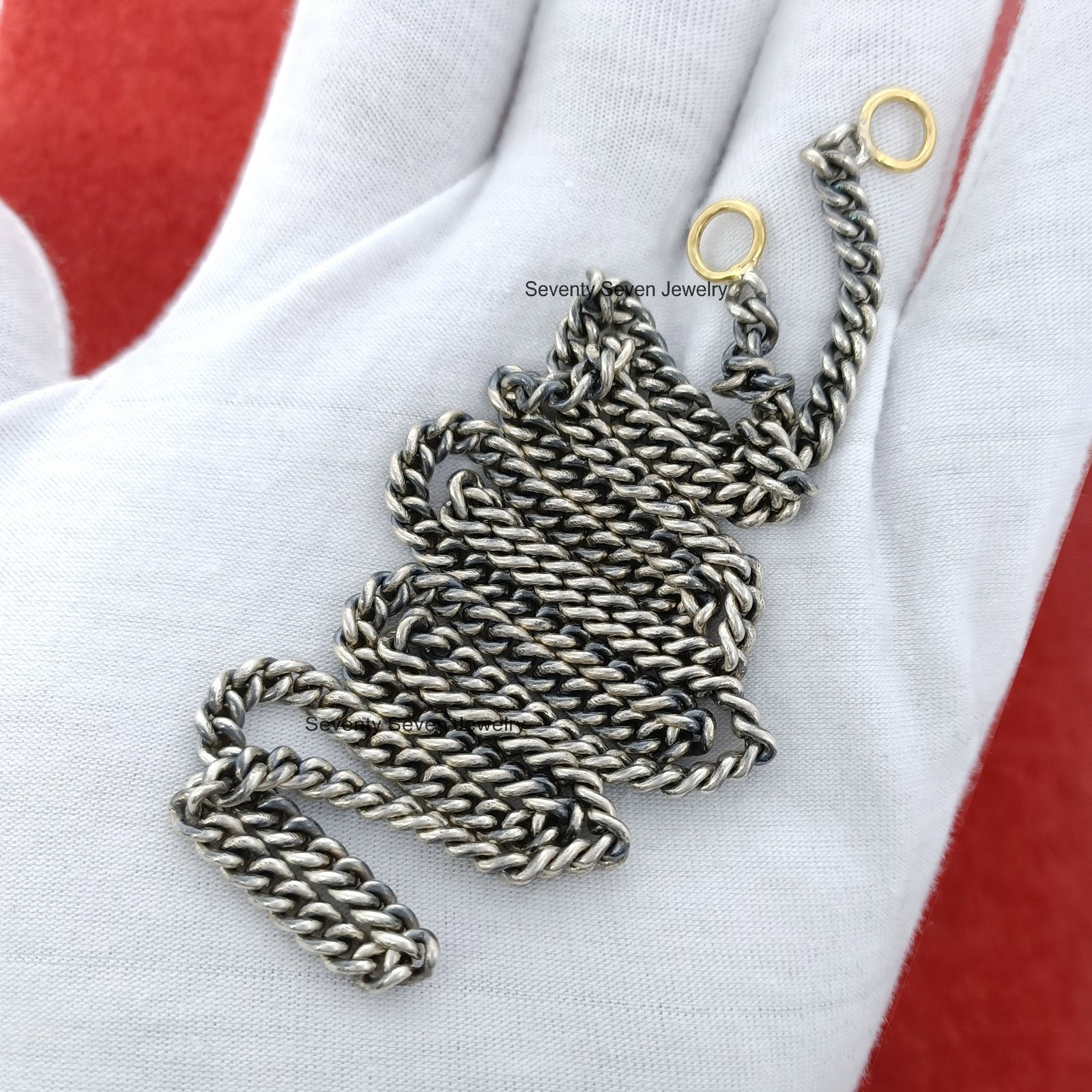 925 Sterling Silver Curb Chain Necklace, Oxidized & Gold Plated, 4.80MM - View 7 - Seventy Seven Jewelry | SKU: SSG17-SLOXYG- 925 Sterling Silver Curb Chain Necklace, Oxidized & Gold Plated, 4.80MM - View 7 - Seventy Seven Jewelry | SKU: SSG17-SLOXYG-