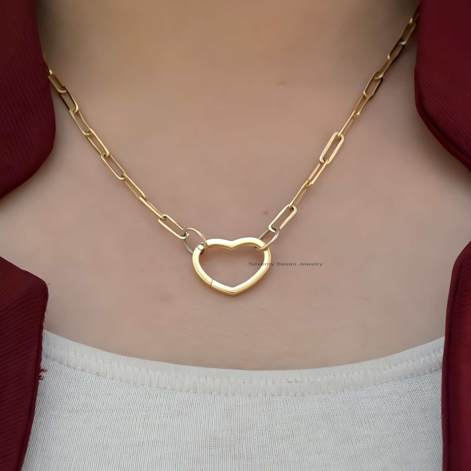 925 Sterling Silver Heart Charm Enhancer, Custom Link Lock - Seventy Seven Jewelry | SKU: SSMJH647-SLYG-2026 925 Sterling Silver Heart Charm Enhancer, Custom Link Lock - Seventy Seven Jewelry | SKU: SSMJH647-SLYG-2026