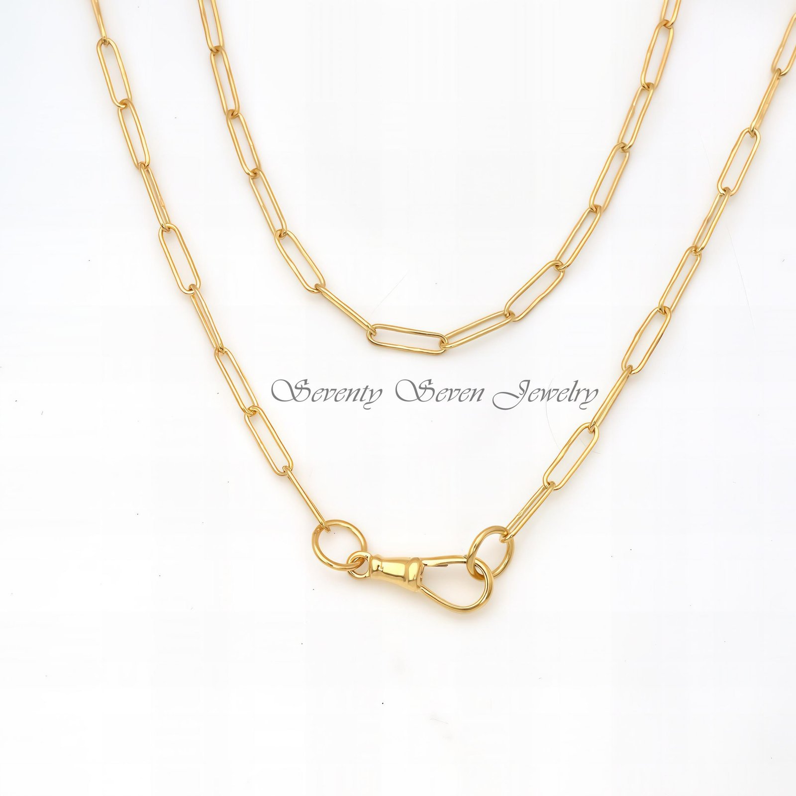 925 Sterling Silver Paperclip Chain Necklace: Victorian Swivel Clasp - View 3 - Seventy Seven Jewelry | SKU: SSG2-SLNS-11M-18 925 Sterling Silver Paperclip Chain Necklace: Victorian Swivel Clasp - View 3 - Seventy Seven Jewelry | SKU: SSG2-SLNS-11M-18