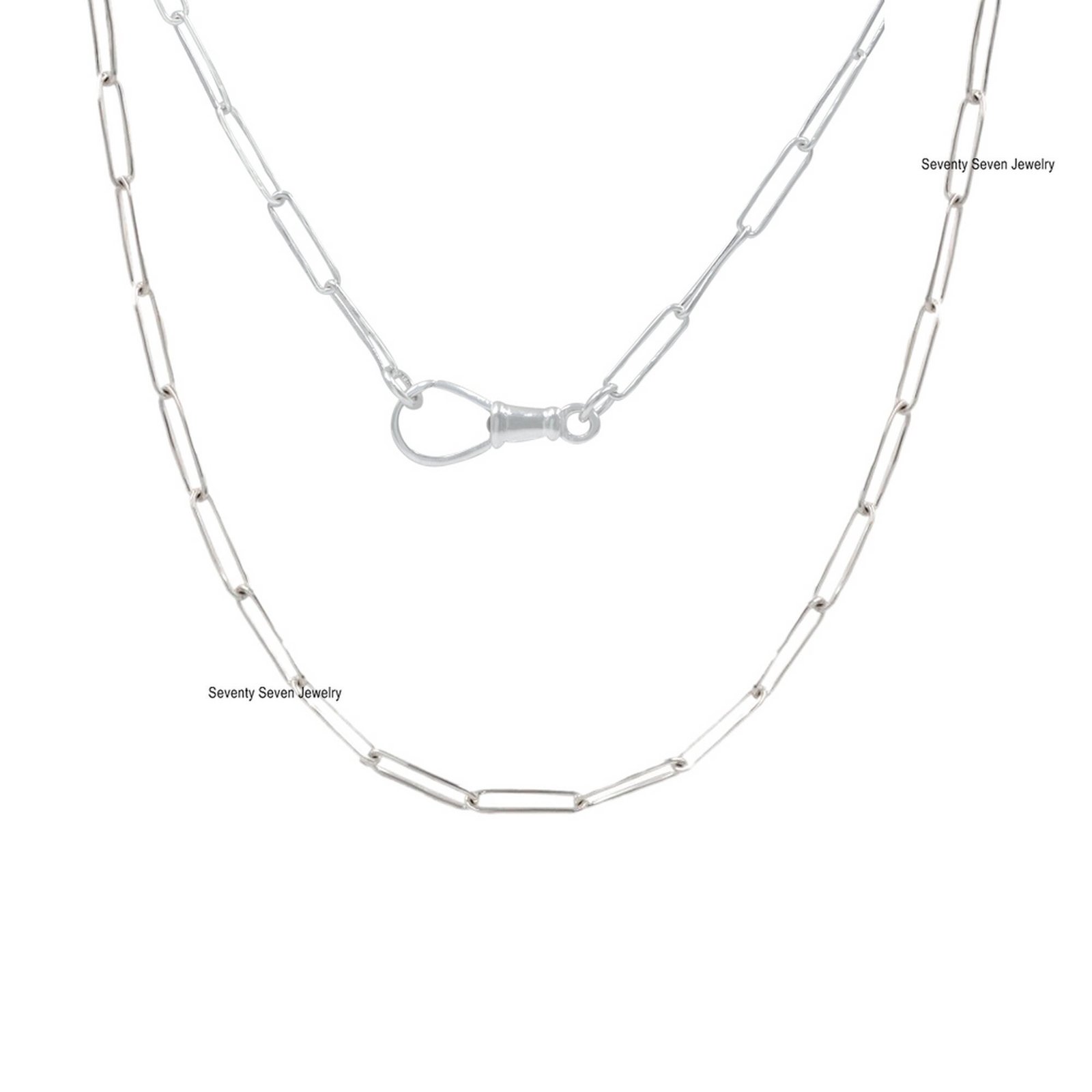925 Sterling Silver Paperclip Chain Necklace: Victorian Swivel Clasp - View 5 - Seventy Seven Jewelry | SKU: SSG2-SLNS-11M-18 925 Sterling Silver Paperclip Chain Necklace: Victorian Swivel Clasp - View 5 - Seventy Seven Jewelry | SKU: SSG2-SLNS-11M-18