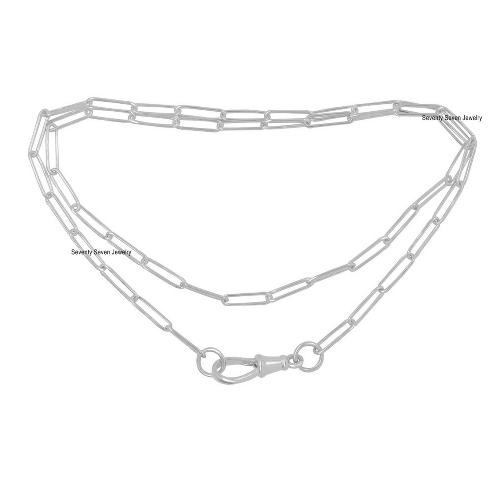 925 Sterling Silver Paperclip Chain Necklace: Victorian Swivel Clasp - View 6 - Seventy Seven Jewelry | SKU: SSG2-SLNS-11M-18 925 Sterling Silver Paperclip Chain Necklace: Victorian Swivel Clasp - View 6 - Seventy Seven Jewelry | SKU: SSG2-SLNS-11M-18