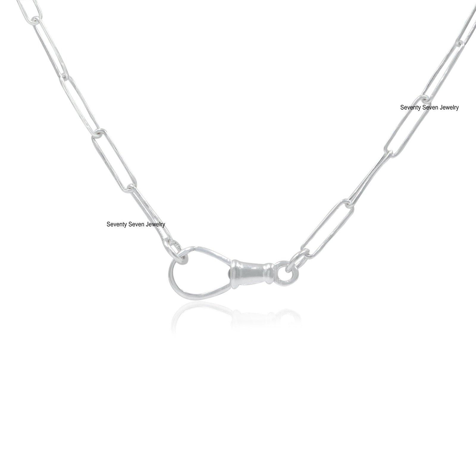 925 Sterling Silver Paperclip Chain Necklace: Victorian Swivel Clasp - View 7 - Seventy Seven Jewelry | SKU: SSG2-SLNS-11M-18 925 Sterling Silver Paperclip Chain Necklace: Victorian Swivel Clasp - View 7 - Seventy Seven Jewelry | SKU: SSG2-SLNS-11M-18