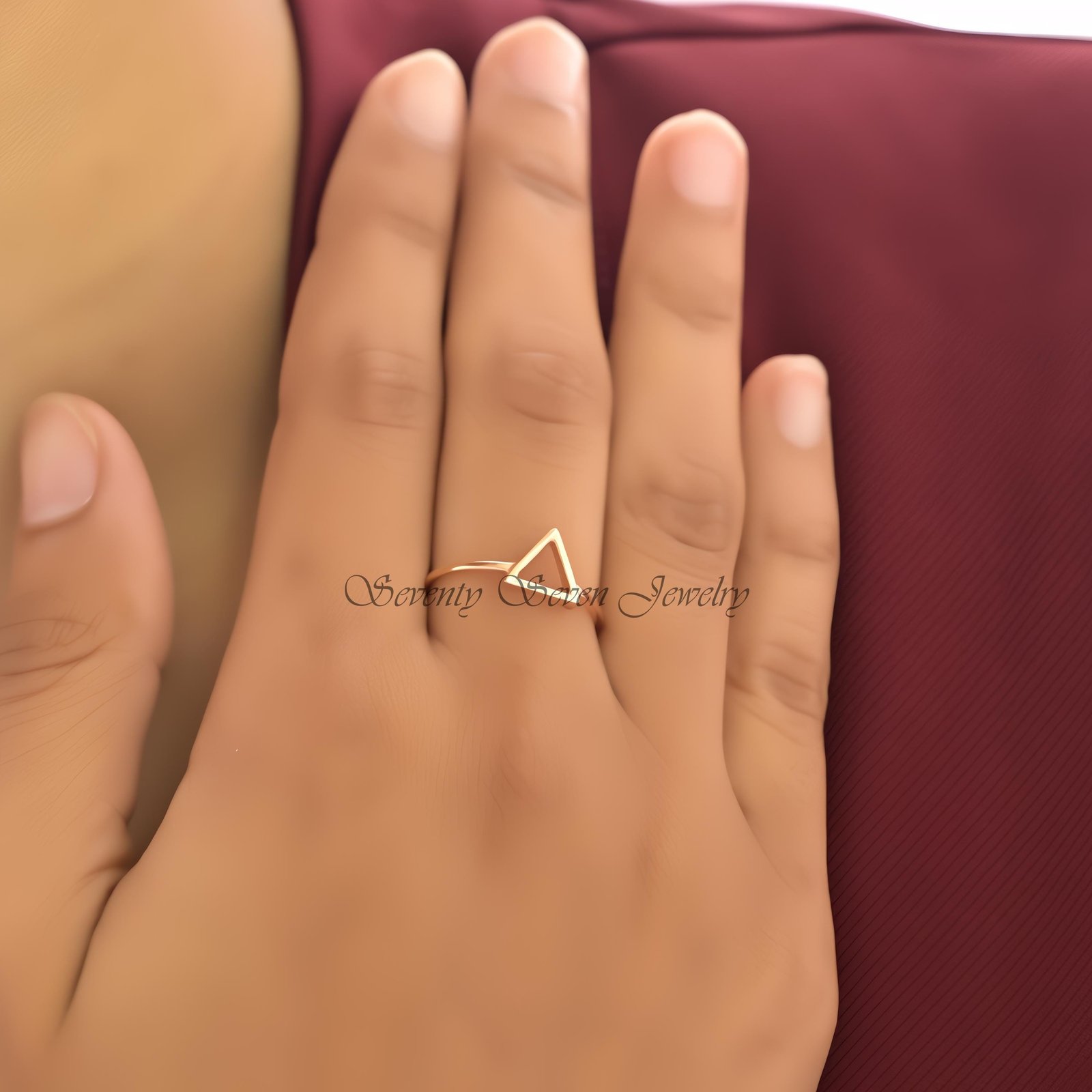 925 Sterling Silver Triangle Ring: Minimalist Stacking Jewelry - View 2 - Seventy Seven Jewelry | SKU: SSMJR09-SLYG-2026 925 Sterling Silver Triangle Ring: Minimalist Stacking Jewelry - View 2 - Seventy Seven Jewelry | SKU: SSMJR09-SLYG-2026