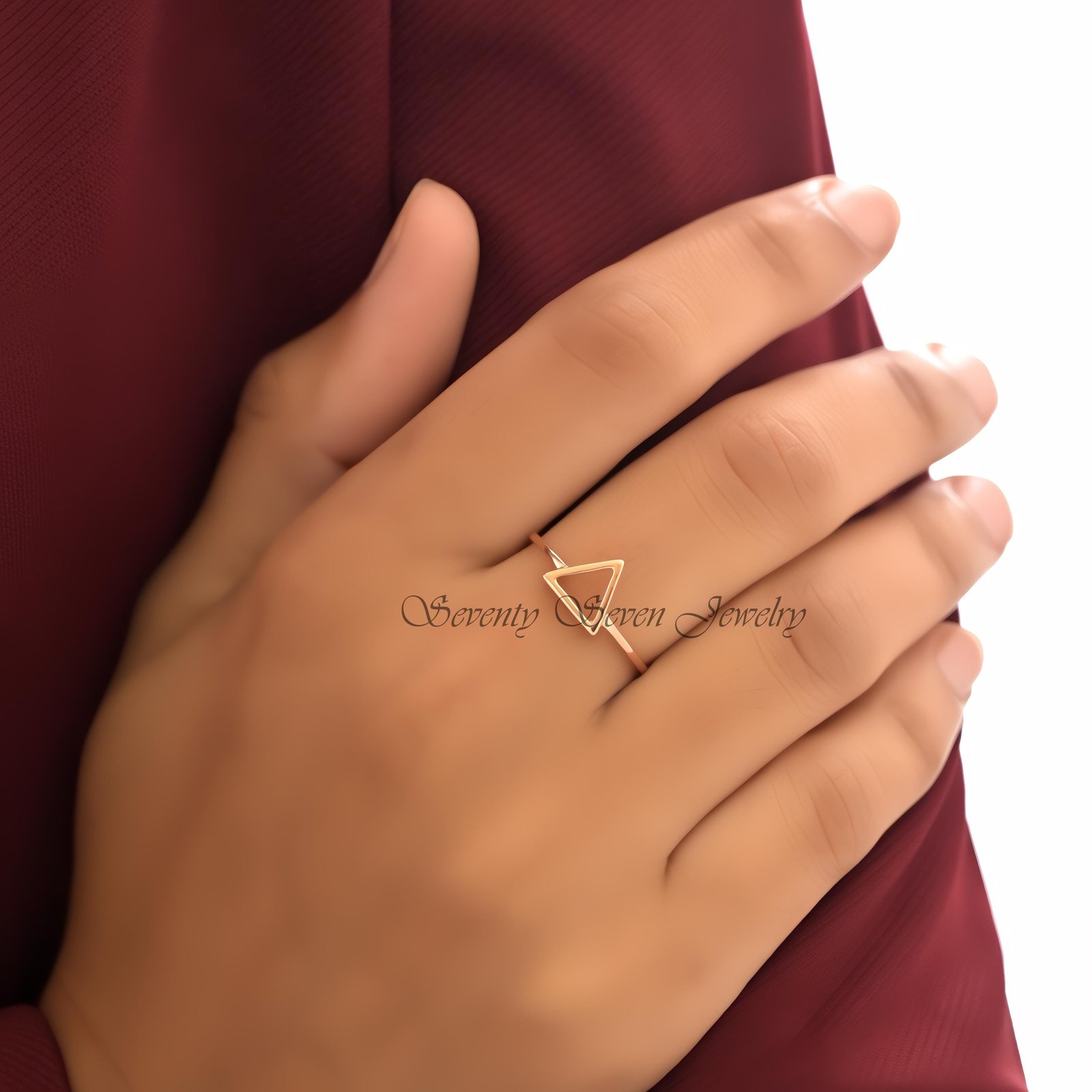 925 Sterling Silver Triangle Ring: Minimalist Stacking Jewelry - View 3 - Seventy Seven Jewelry | SKU: SSMJR09-SLYG-2026 925 Sterling Silver Triangle Ring: Minimalist Stacking Jewelry - View 3 - Seventy Seven Jewelry | SKU: SSMJR09-SLYG-2026
