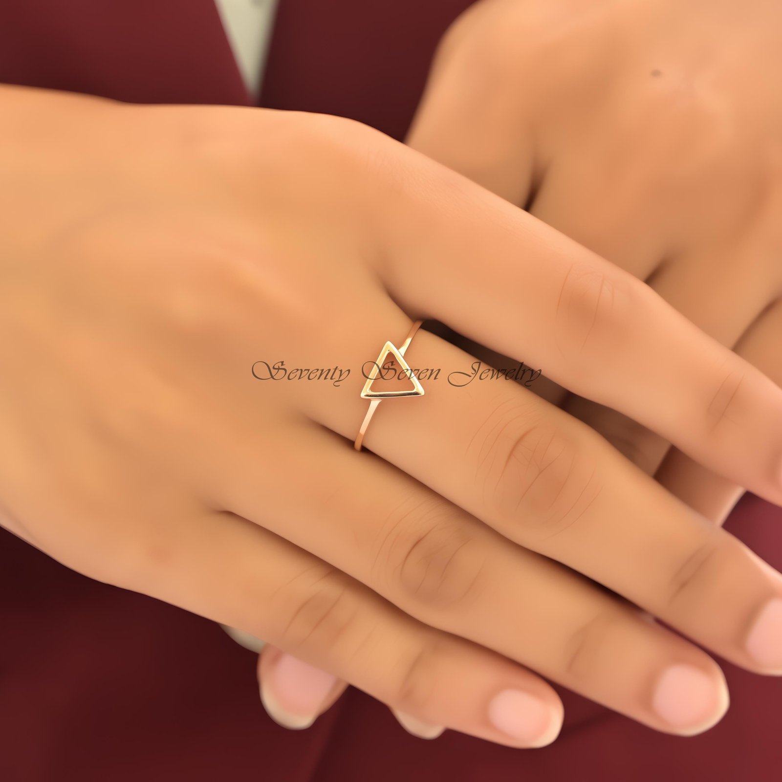925 Sterling Silver Triangle Ring: Minimalist Stacking Jewelry - View 4 - Seventy Seven Jewelry | SKU: SSMJR09-SLYG-2026 925 Sterling Silver Triangle Ring: Minimalist Stacking Jewelry - View 4 - Seventy Seven Jewelry | SKU: SSMJR09-SLYG-2026