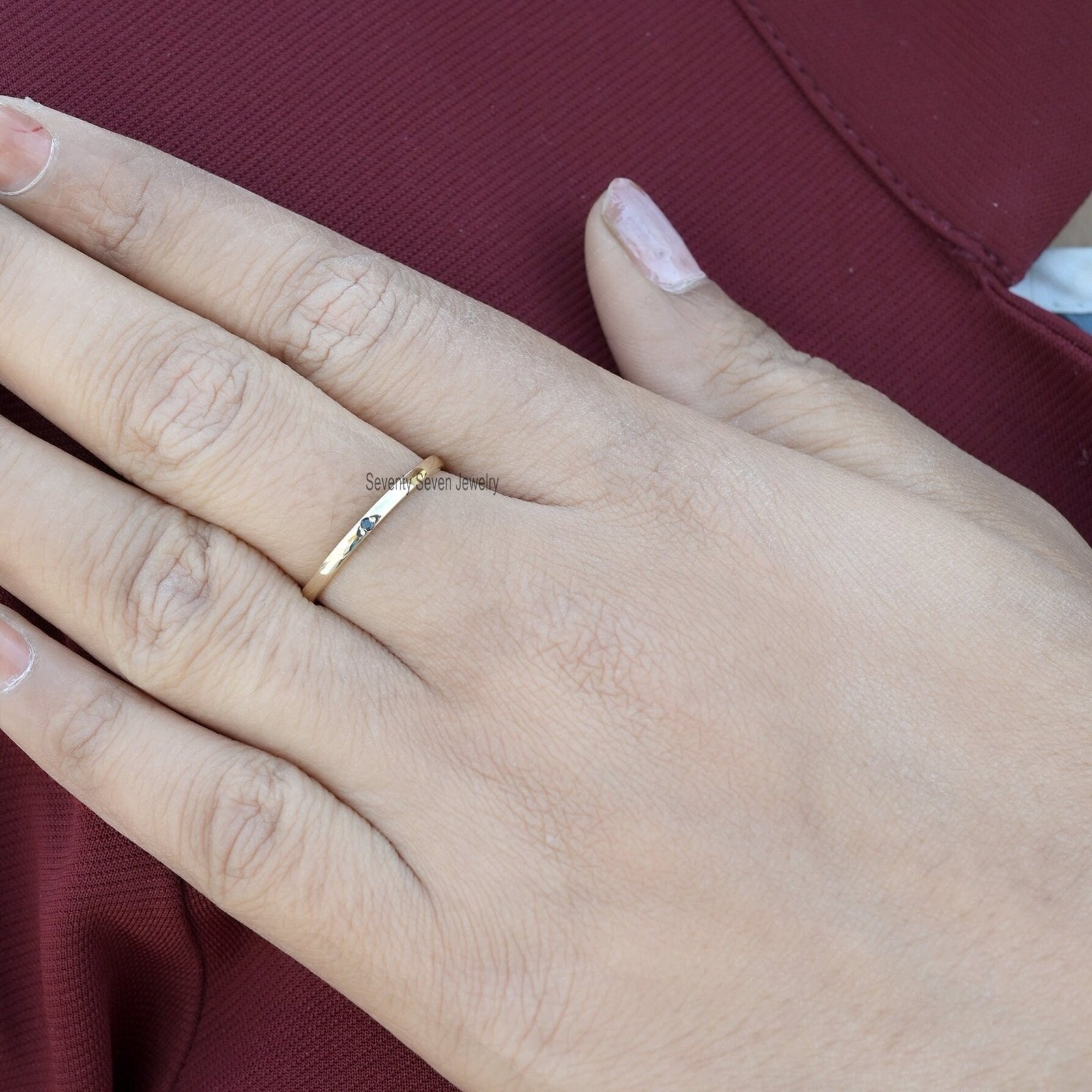 9K Gold Black Diamond Band Ring: Single Stone - Seventy Seven Jewelry | SKU: SSMJR395-9KYGBDI-2026 9K Gold Black Diamond Band Ring: Single Stone - Seventy Seven Jewelry | SKU: SSMJR395-9KYGBDI-2026
