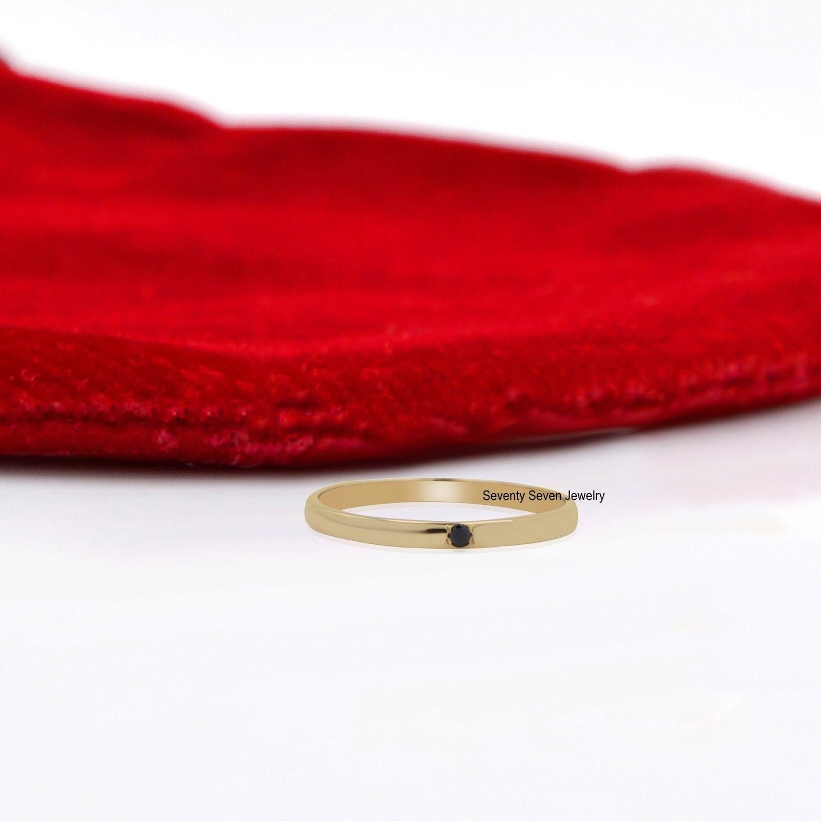 9K Gold Black Diamond Band Ring: Single Stone - View 6 - Seventy Seven Jewelry | SKU: SSMJR395-9KYGBDI-2026 9K Gold Black Diamond Band Ring: Single Stone - View 6 - Seventy Seven Jewelry | SKU: SSMJR395-9KYGBDI-2026