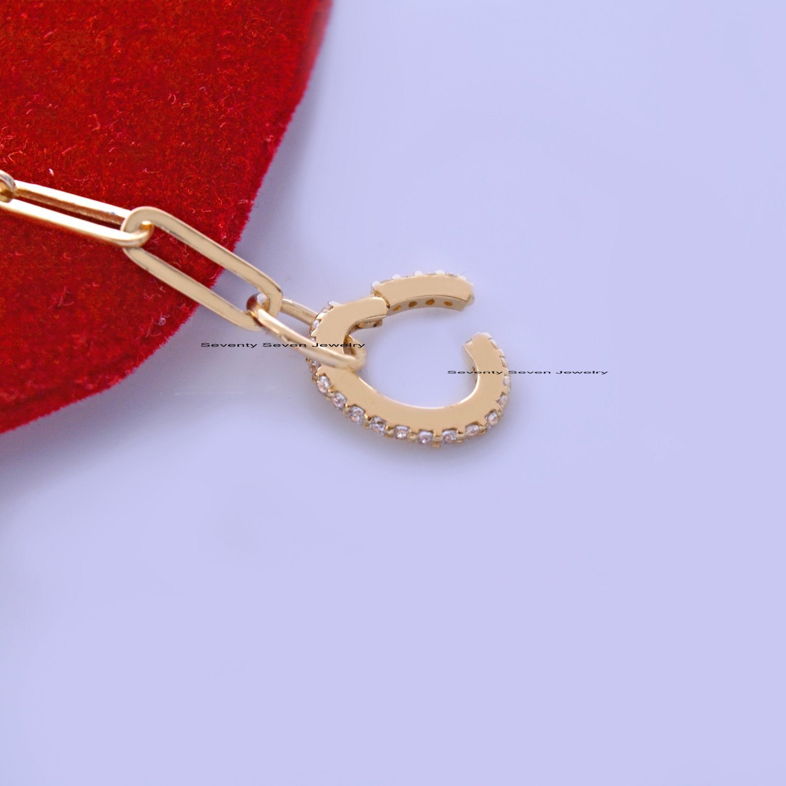 9K Gold Diamond Charm Enhancer: Oval Connector Lock - View 3 - Seventy Seven Jewelry | SKU: SSMJH126-9KYGDI-2026,SSMJF126-9KY 9K Gold Diamond Charm Enhancer: Oval Connector Lock - View 3 - Seventy Seven Jewelry | SKU: SSMJH126-9KYGDI-2026,SSMJF126-9KY
