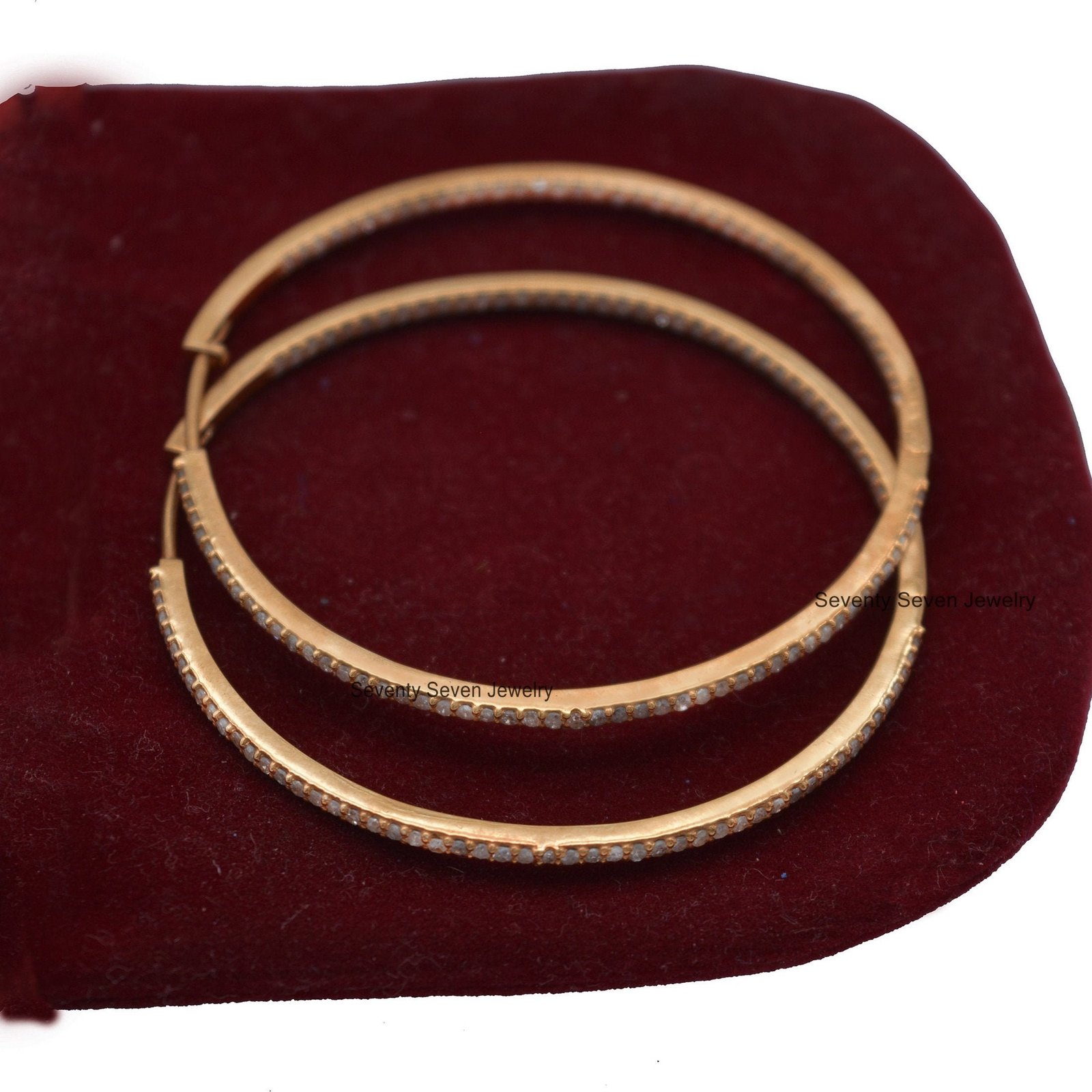 9K Gold Diamond Hoop Earrings: 50mm Long Huggies - View 4 - Seventy Seven Jewelry | SKU: SSMJE02-9KYGDI-2026,SSMJE02-9KYGAM,S 9K Gold Diamond Hoop Earrings: 50mm Long Huggies - View 4 - Seventy Seven Jewelry | SKU: SSMJE02-9KYGDI-2026,SSMJE02-9KYGAM,S