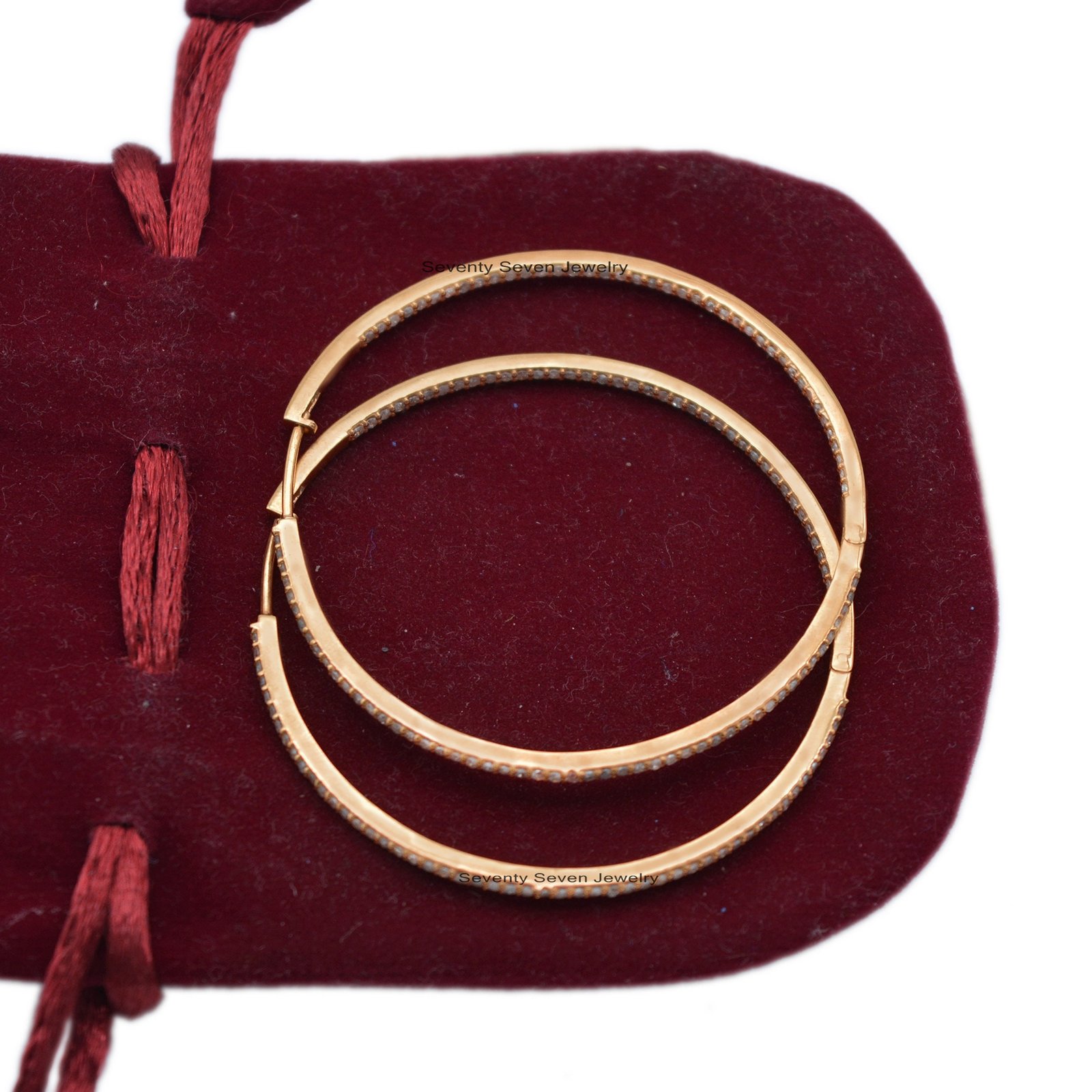 9K Gold Diamond Hoop Earrings: 50mm Long Huggies - View 6 - Seventy Seven Jewelry | SKU: SSMJE02-9KYGDI-2026,SSMJE02-9KYGAM,S 9K Gold Diamond Hoop Earrings: 50mm Long Huggies - View 6 - Seventy Seven Jewelry | SKU: SSMJE02-9KYGDI-2026,SSMJE02-9KYGAM,S