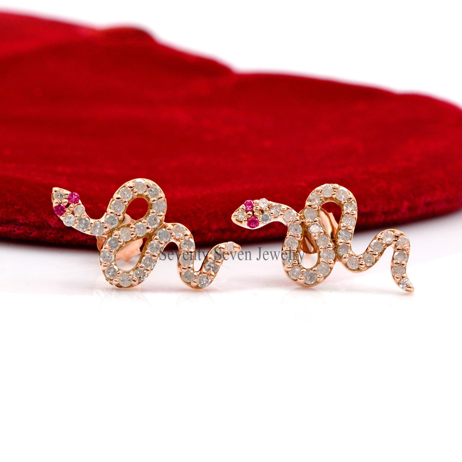 9K Gold Diamond Snake Stud Earrings: Slithering Cartilage Jewelry - Seventy Seven Jewelry | SKU: SSMJE341-9KYGDIRU-2026 9K Gold Diamond Snake Stud Earrings: Slithering Cartilage Jewelry - Seventy Seven Jewelry | SKU: SSMJE341-9KYGDIRU-2026