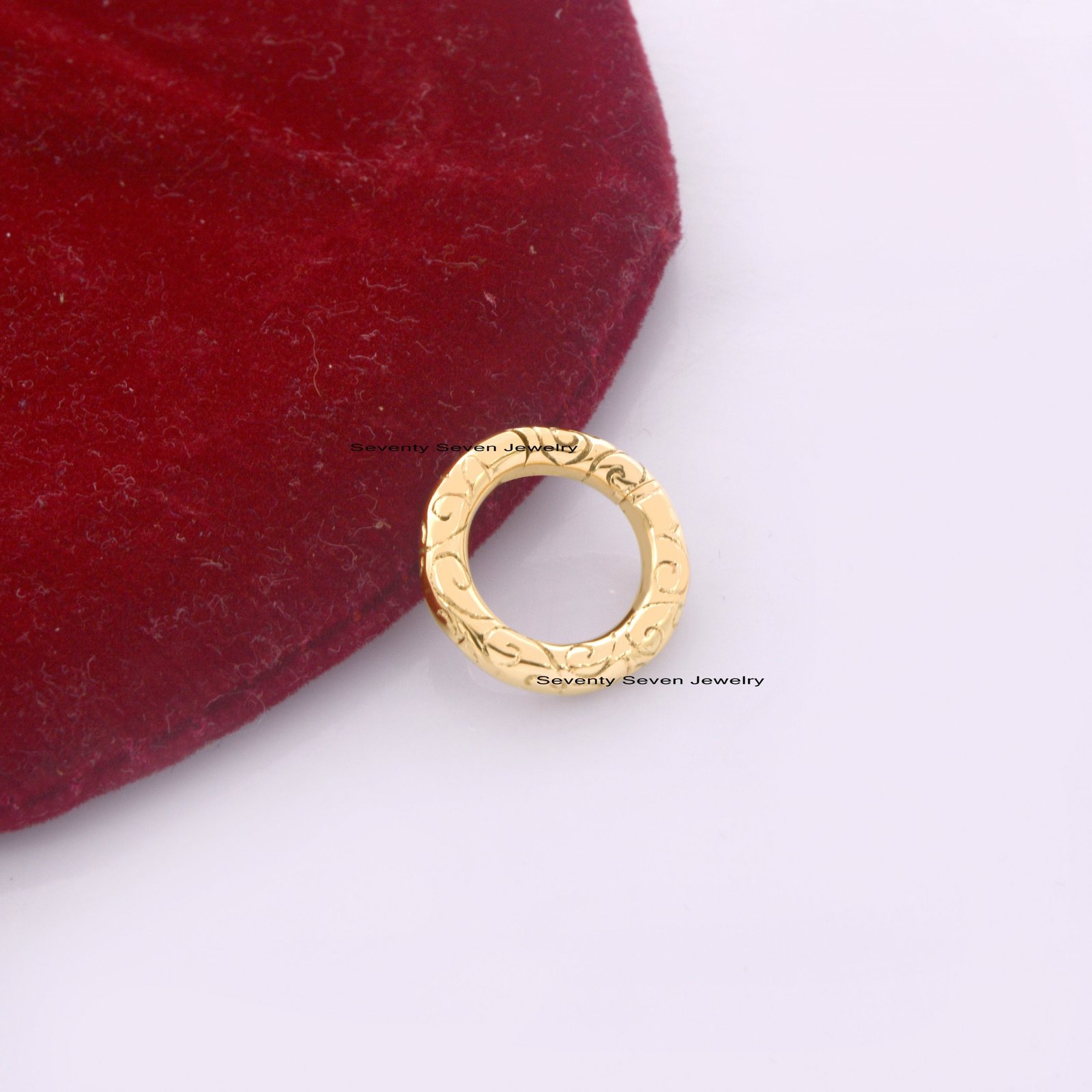9k Gold Engraved Charm Enhancer Holder: Round Link Lock - View 4 - Seventy Seven Jewelry | SKU: SSMJH501-9KYG-15M-2026,SSMJH5 9k Gold Engraved Charm Enhancer Holder: Round Link Lock - View 4 - Seventy Seven Jewelry | SKU: SSMJH501-9KYG-15M-2026,SSMJH5