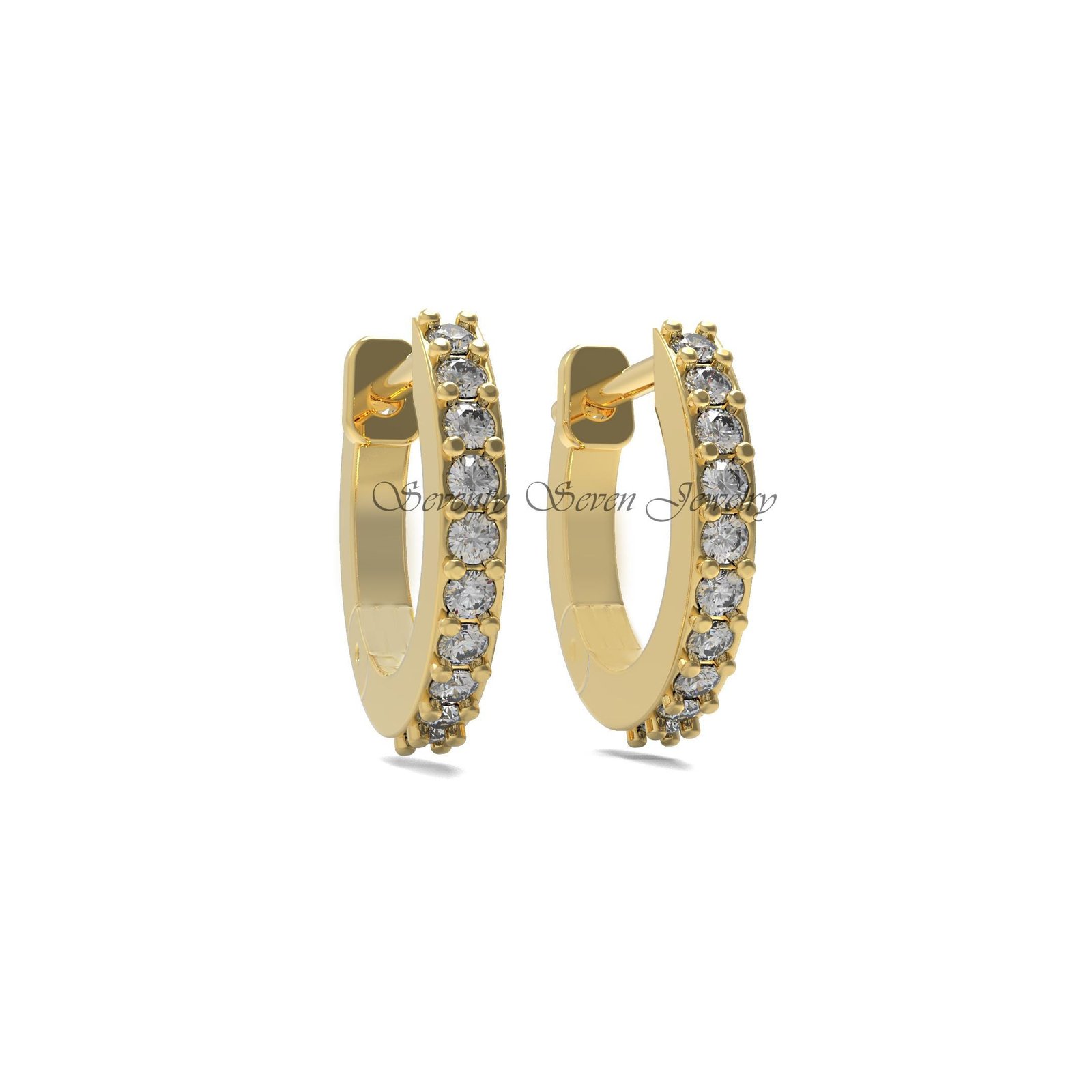 9K Gold Hoop Earrings, Tiny Gemstone Studs, Wholesale Prices Available - View 4 - Seventy Seven Jewelry | SKU: SSMJE66- 9K Gold Hoop Earrings, Tiny Gemstone Studs, Wholesale Prices Available - View 4 - Seventy Seven Jewelry | SKU: SSMJE66-