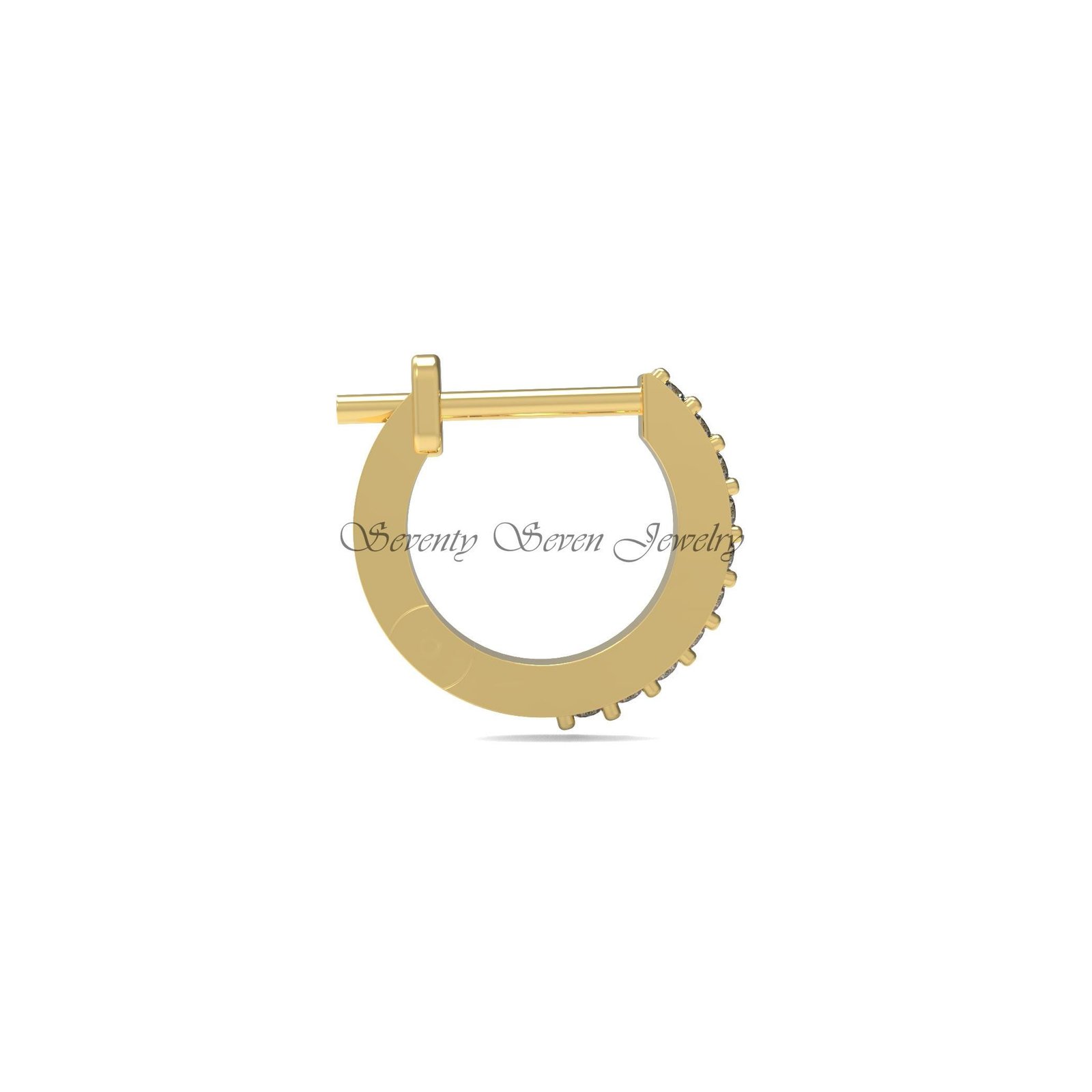 9K Gold Hoop Earrings, Tiny Gemstone Studs, Wholesale Prices Available - View 5 - Seventy Seven Jewelry | SKU: SSMJE66- 9K Gold Hoop Earrings, Tiny Gemstone Studs, Wholesale Prices Available - View 5 - Seventy Seven Jewelry | SKU: SSMJE66-