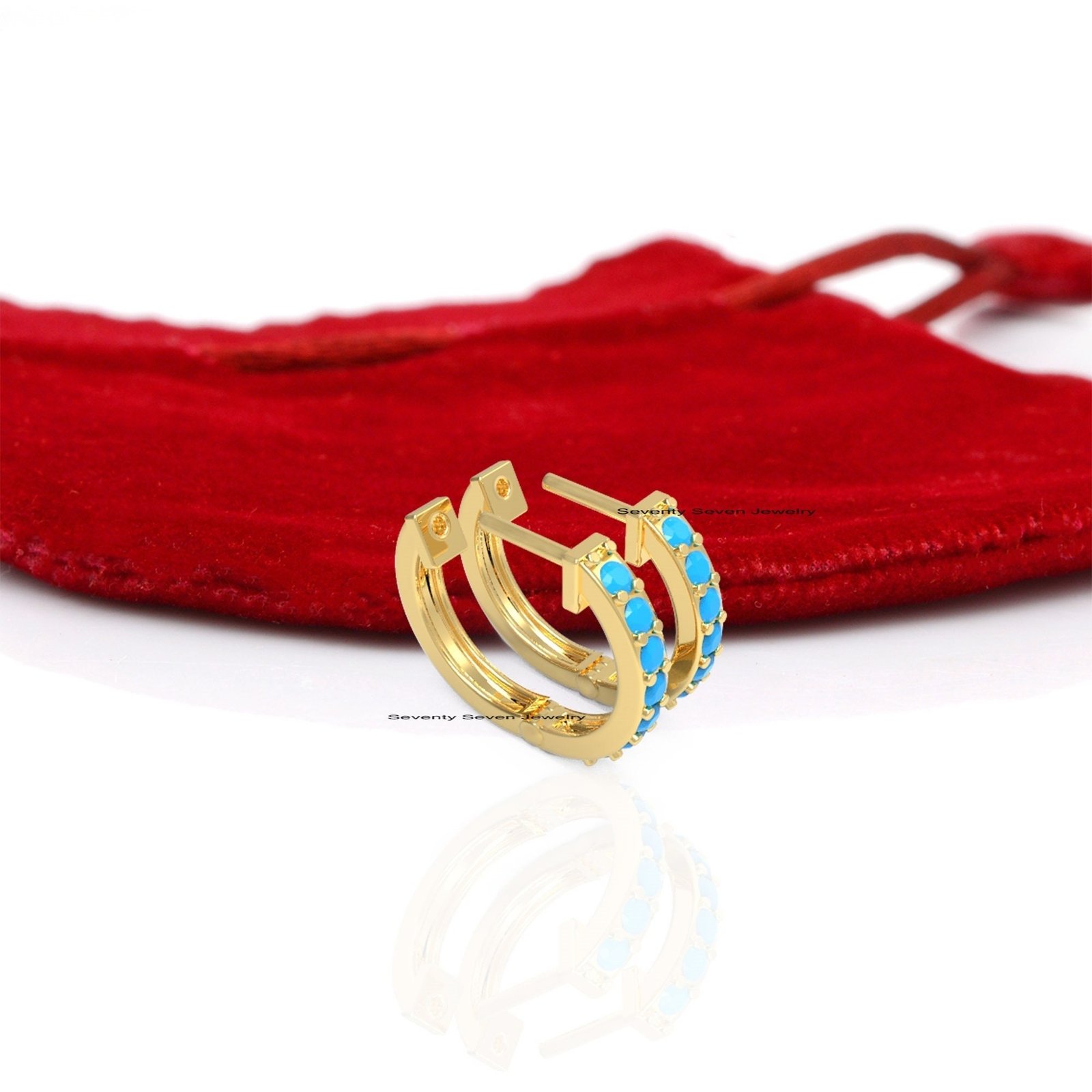 9K Gold Huggie Hoop Earrings: Diamond & Gemstone - View 7 - Seventy Seven Jewelry | SKU: SSMJE917-9KYGDI-2026,SSMJE917-9KYGEM 9K Gold Huggie Hoop Earrings: Diamond & Gemstone - View 7 - Seventy Seven Jewelry | SKU: SSMJE917-9KYGDI-2026,SSMJE917-9KYGEM