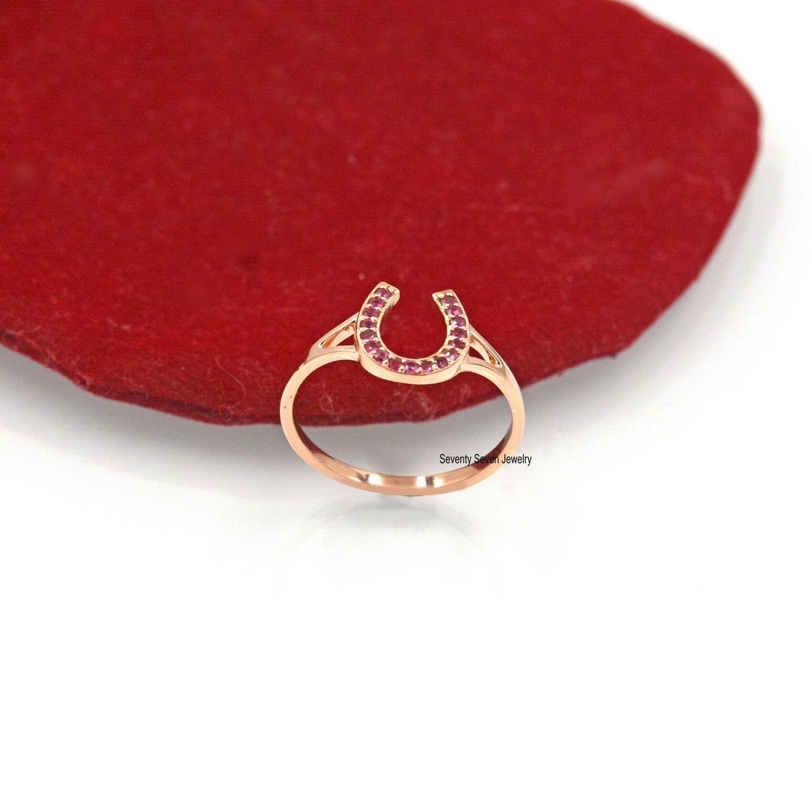 9K Gold Mini Diamond Horseshoe Ring: Lucky Charm Jewelry - Seventy Seven Jewelry | SKU: SSMJR406-9KYGDI-2026 9K Gold Mini Diamond Horseshoe Ring: Lucky Charm Jewelry - Seventy Seven Jewelry | SKU: SSMJR406-9KYGDI-2026