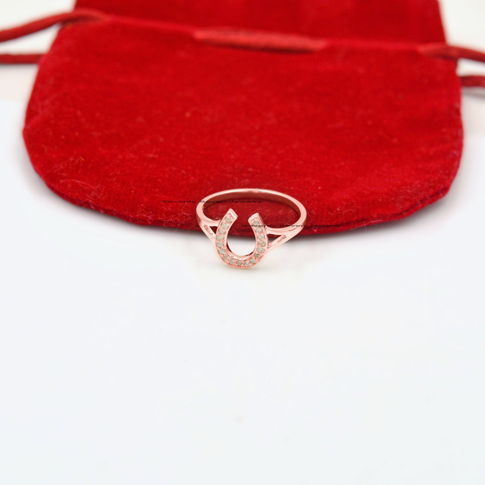 9K Gold Mini Diamond Horseshoe Ring: Lucky Charm Jewelry - View 7 - Seventy Seven Jewelry | SKU: SSMJR406-9KYGDI-2026 9K Gold Mini Diamond Horseshoe Ring: Lucky Charm Jewelry - View 7 - Seventy Seven Jewelry | SKU: SSMJR406-9KYGDI-2026