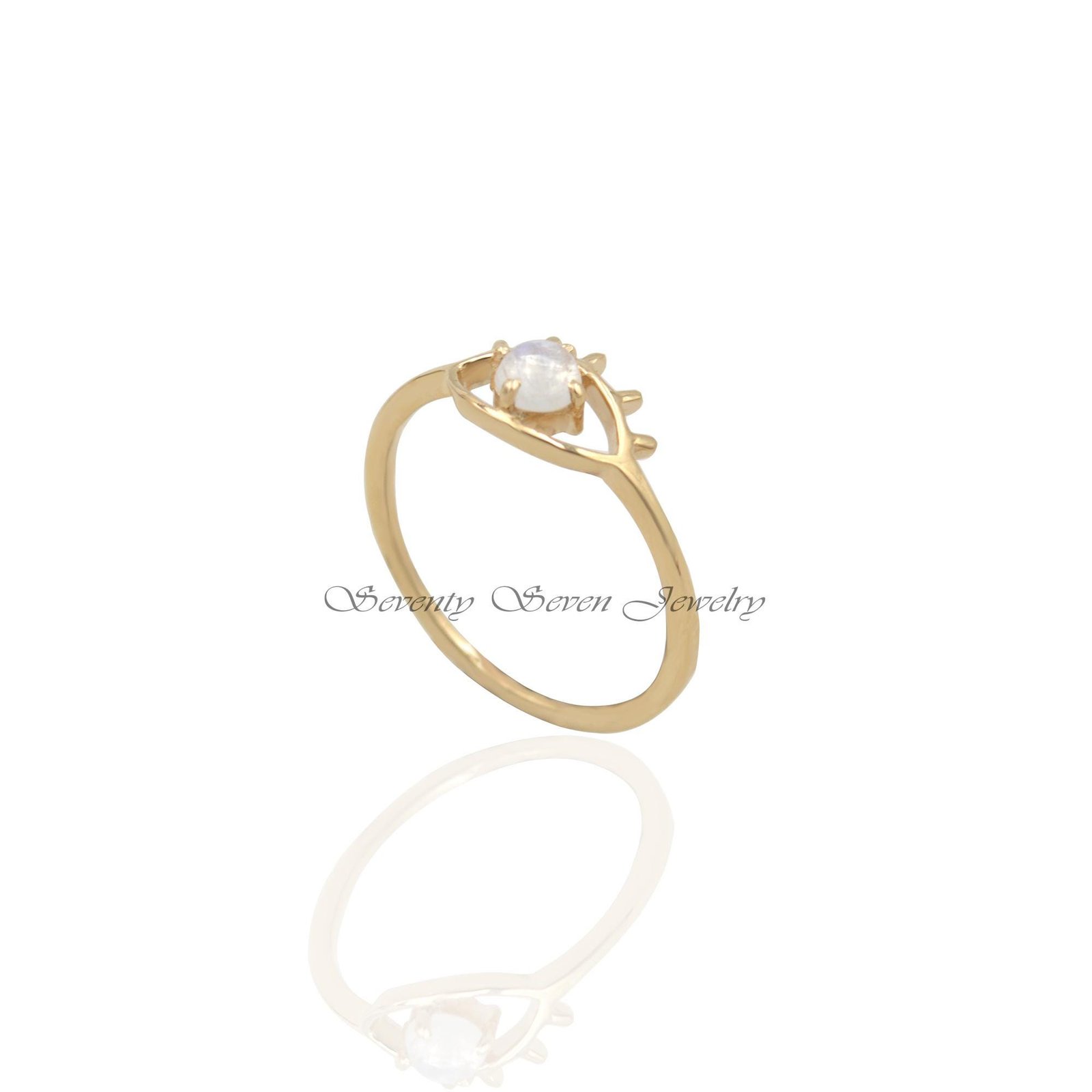 9K Gold Moonstone Evil Eye Ring: Gemstone Band - Seventy Seven Jewelry | SKU: SSMJR348-9KYGRM-2026 9K Gold Moonstone Evil Eye Ring: Gemstone Band - Seventy Seven Jewelry | SKU: SSMJR348-9KYGRM-2026