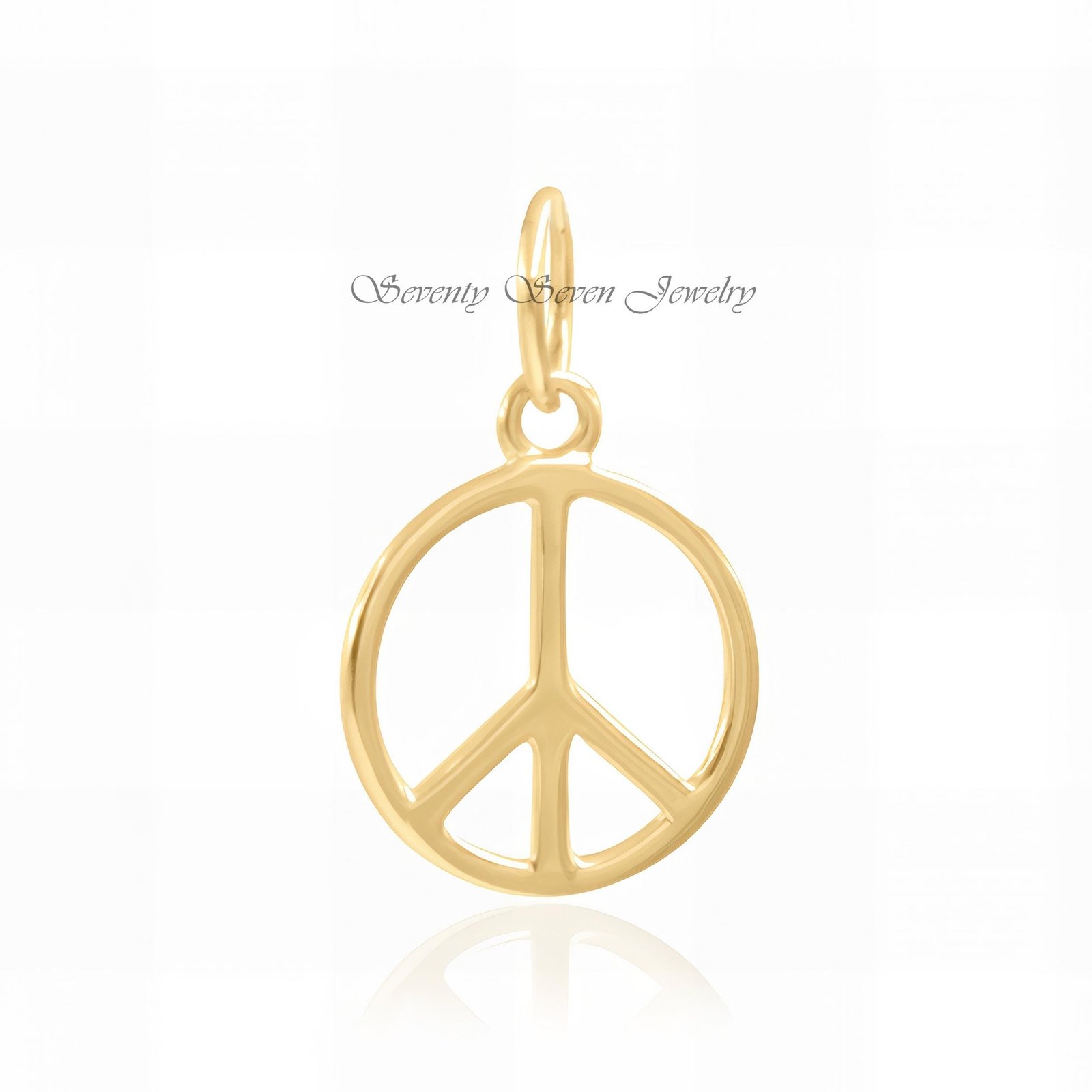 9K Gold Peace Sign Pendant Charm (20x13 MM) - View 4 - Seventy Seven Jewelry | SKU: SSMJP566-9KYG-2026 9K Gold Peace Sign Pendant Charm (20x13 MM) - View 4 - Seventy Seven Jewelry | SKU: SSMJP566-9KYG-2026