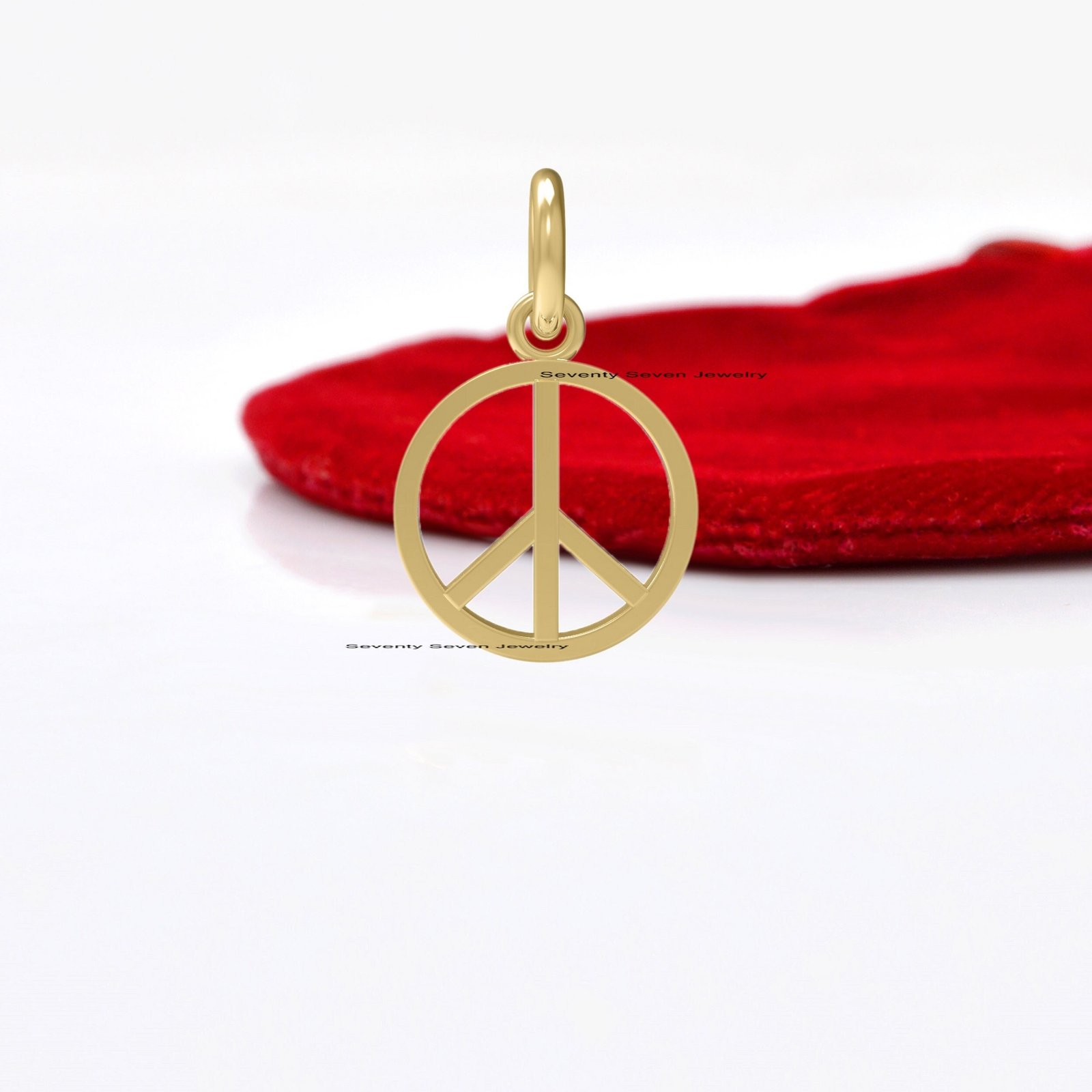 9K Gold Peace Sign Pendant Charm (20x13 MM) - View 6 - Seventy Seven Jewelry | SKU: SSMJP566-9KYG-2026 9K Gold Peace Sign Pendant Charm (20x13 MM) - View 6 - Seventy Seven Jewelry | SKU: SSMJP566-9KYG-2026