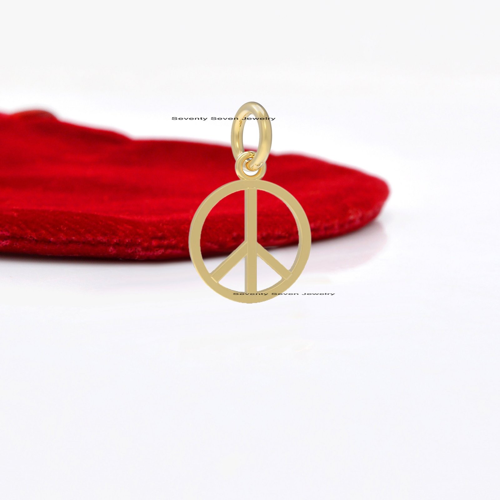 9K Gold Peace Sign Pendant Charm (20x13 MM) - View 7 - Seventy Seven Jewelry | SKU: SSMJP566-9KYG-2026 9K Gold Peace Sign Pendant Charm (20x13 MM) - View 7 - Seventy Seven Jewelry | SKU: SSMJP566-9KYG-2026