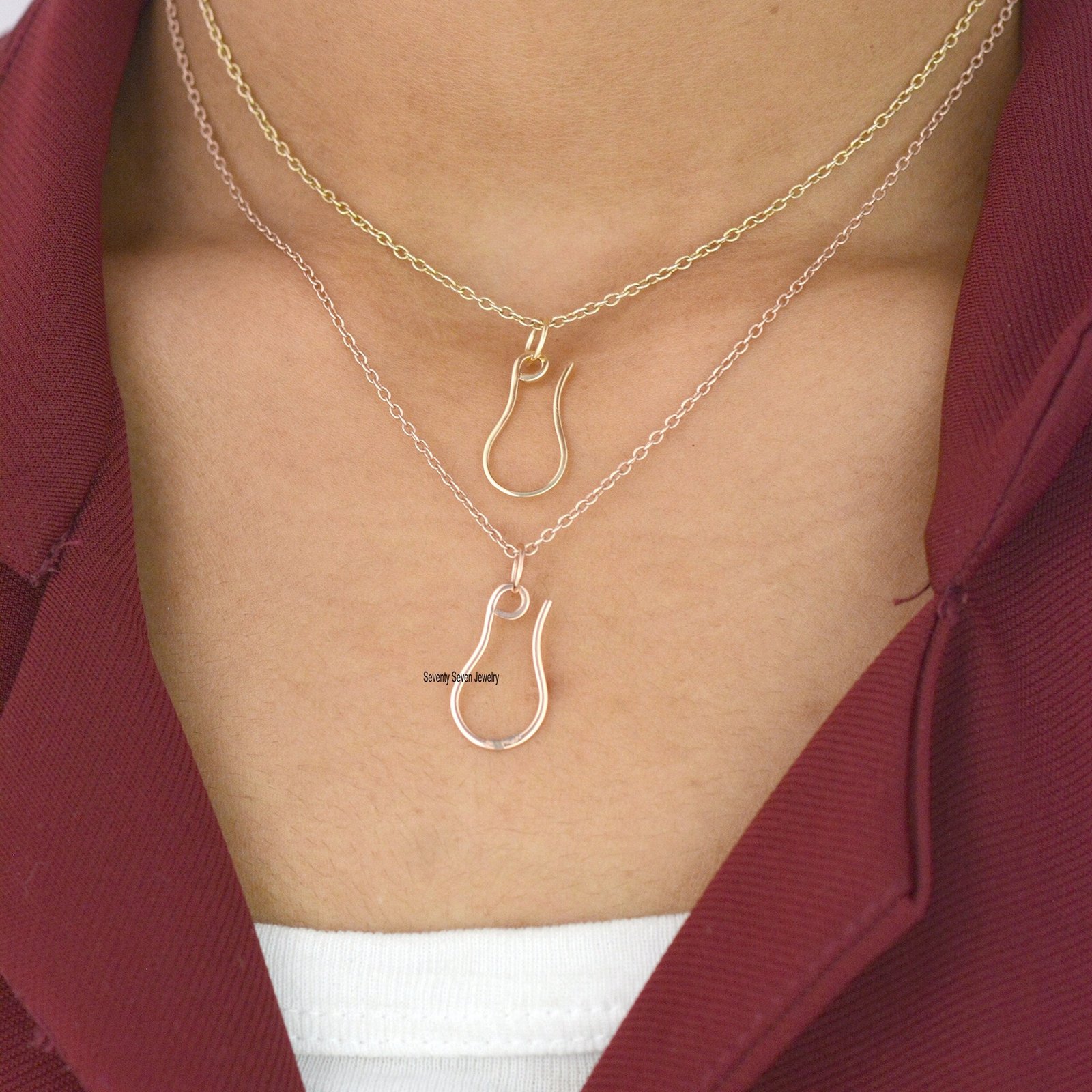 9K Gold Shepherds Hook, Charm Holder, Anchor Enhancer - Seventy Seven Jewelry | SKU: SSMJH565-9KYG-2026 9K Gold Shepherds Hook, Charm Holder, Anchor Enhancer - Seventy Seven Jewelry | SKU: SSMJH565-9KYG-2026