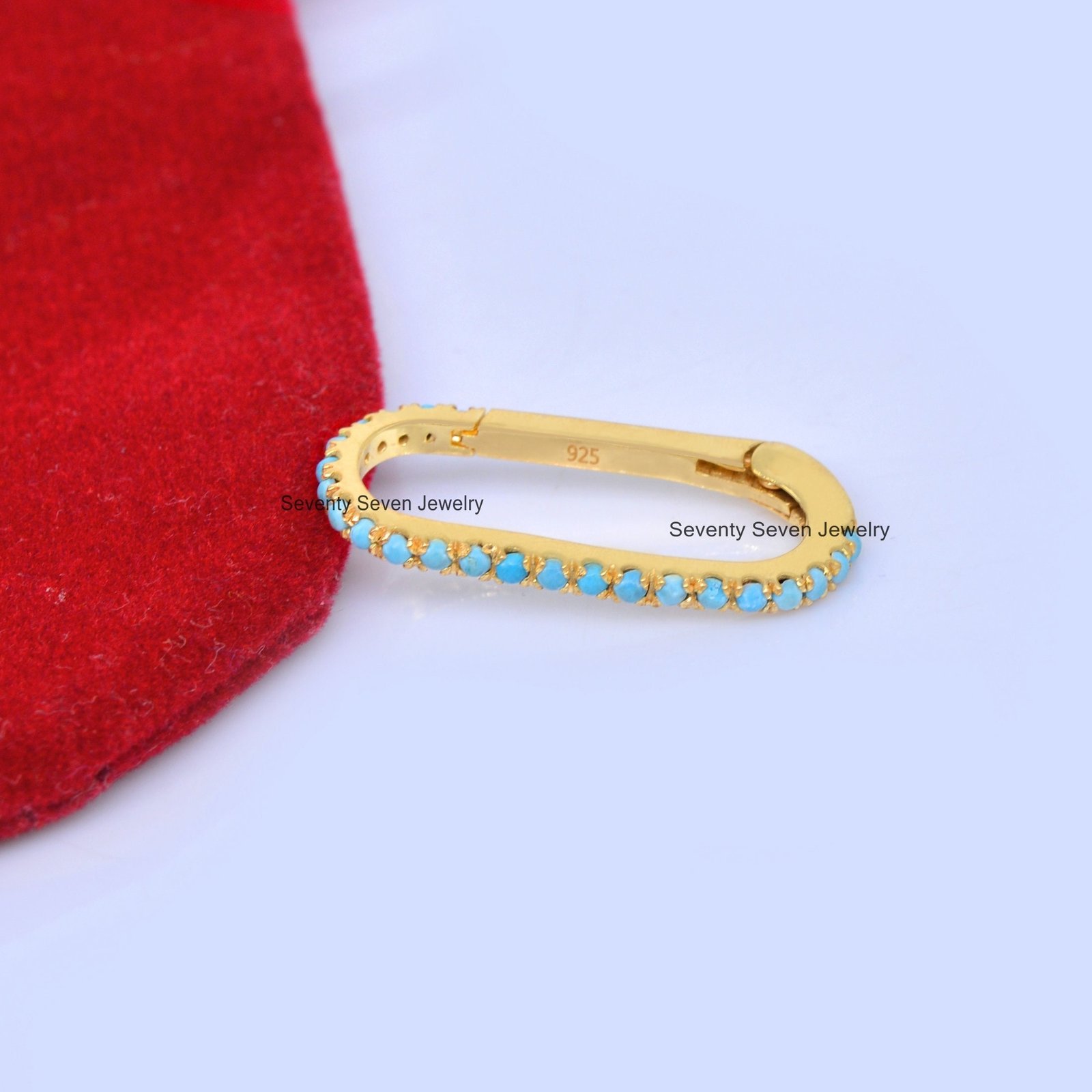 9K Gold Turquoise Enhancer Lock: Oval Charm Holder (25x10 MM) - View 2 - Seventy Seven Jewelry | SKU: SSMJH228-9KYGDI-2026,SS 9K Gold Turquoise Enhancer Lock: Oval Charm Holder (25x10 MM) - View 2 - Seventy Seven Jewelry | SKU: SSMJH228-9KYGDI-2026,SS