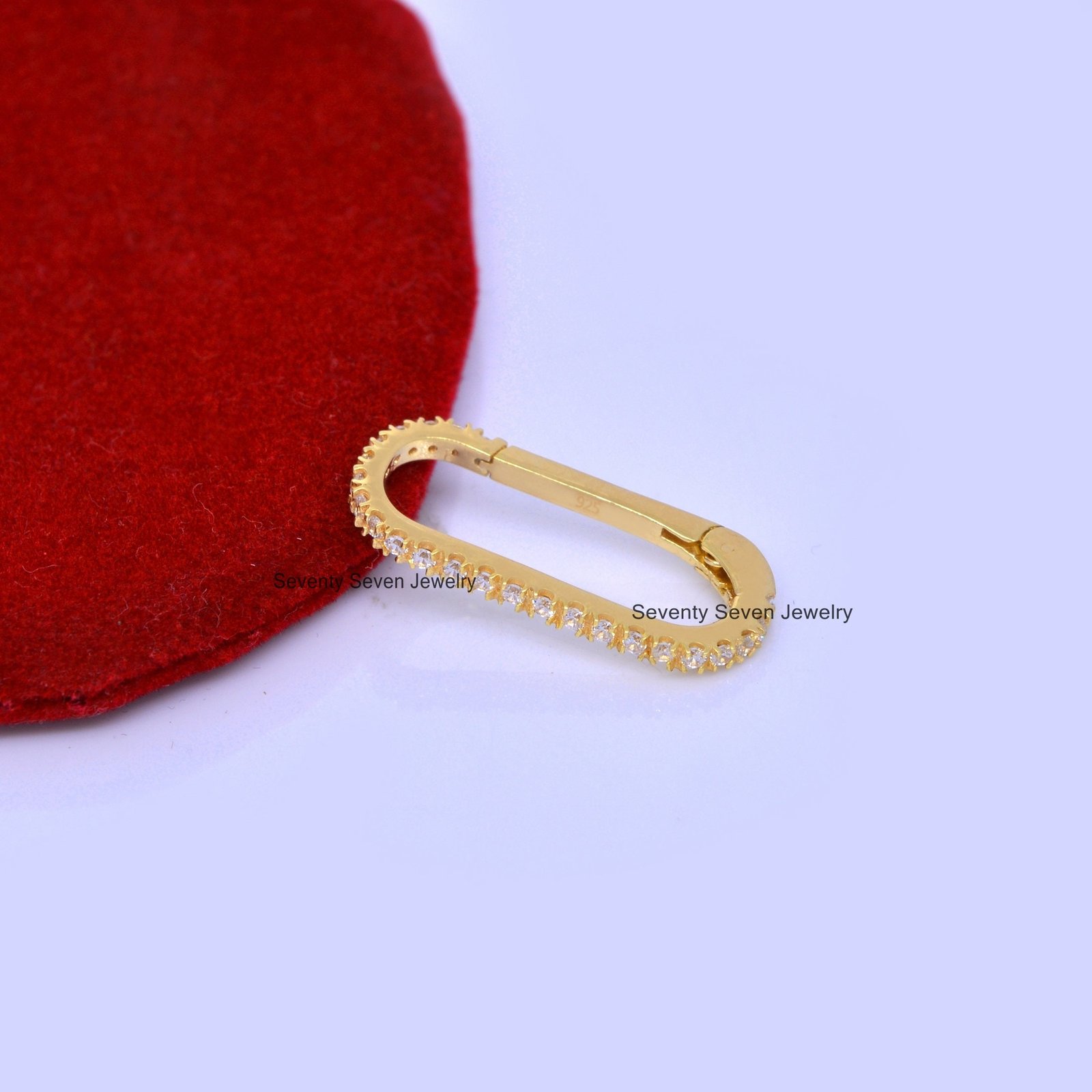 9K Gold Turquoise Enhancer Lock: Oval Charm Holder (25x10 MM) - View 6 - Seventy Seven Jewelry | SKU: SSMJH228-9KYGDI-2026,SS 9K Gold Turquoise Enhancer Lock: Oval Charm Holder (25x10 MM) - View 6 - Seventy Seven Jewelry | SKU: SSMJH228-9KYGDI-2026,SS