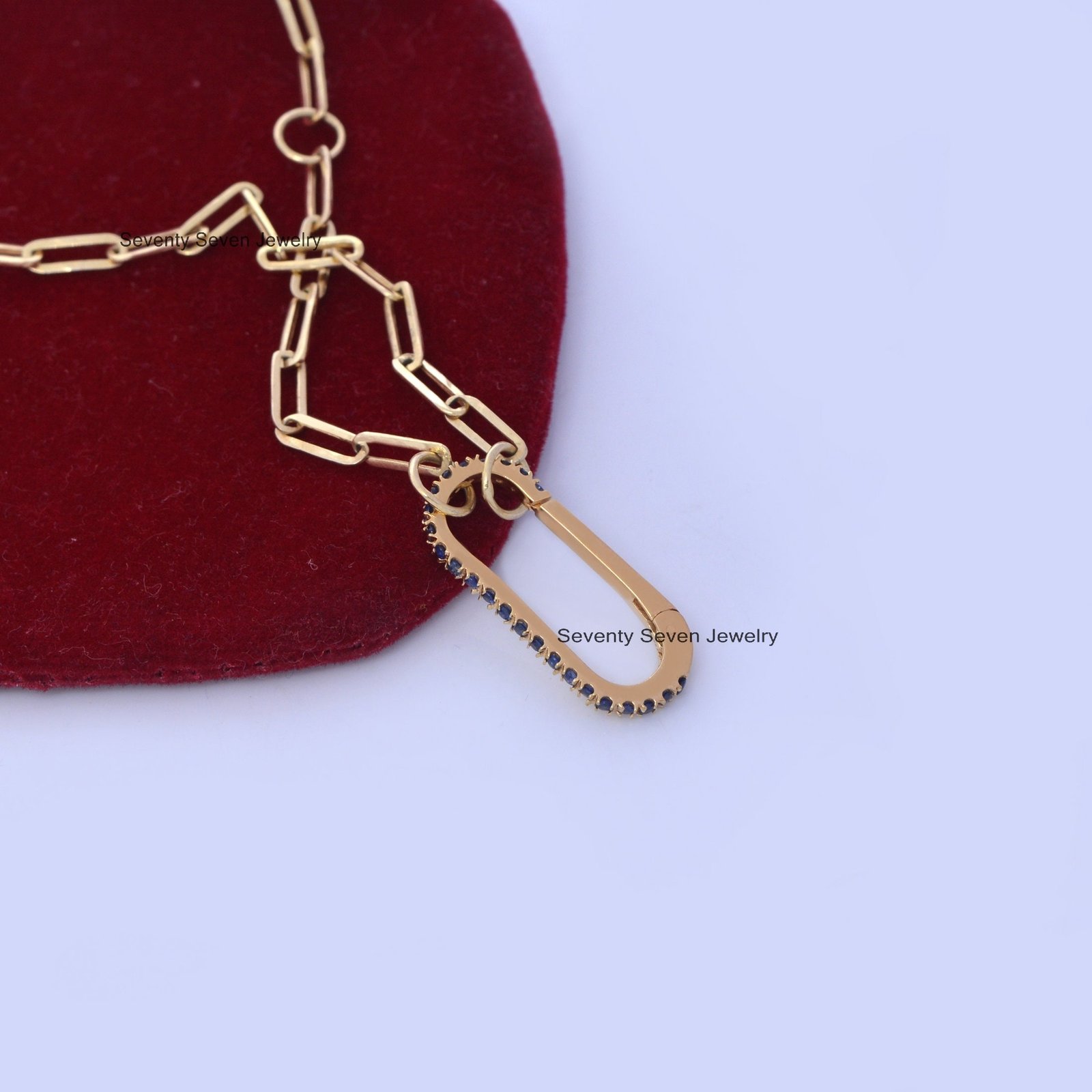 9K Gold Turquoise Enhancer Lock: Oval Charm Holder (25x10 MM) - View 7 - Seventy Seven Jewelry | SKU: SSMJH228-9KYGDI-2026,SS 9K Gold Turquoise Enhancer Lock: Oval Charm Holder (25x10 MM) - View 7 - Seventy Seven Jewelry | SKU: SSMJH228-9KYGDI-2026,SS