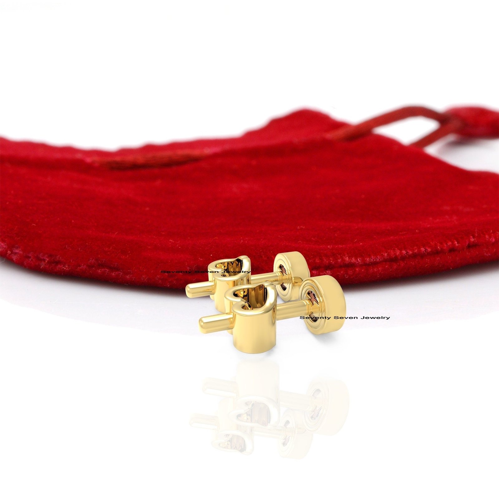 9k Gold Turquoise Studs: Round Gemstone Earrings (4 MM) - View 6 - Seventy Seven Jewelry | SKU: SSMJE445-9KYGTQ-2026 9k Gold Turquoise Studs: Round Gemstone Earrings (4 MM) - View 6 - Seventy Seven Jewelry | SKU: SSMJE445-9KYGTQ-2026