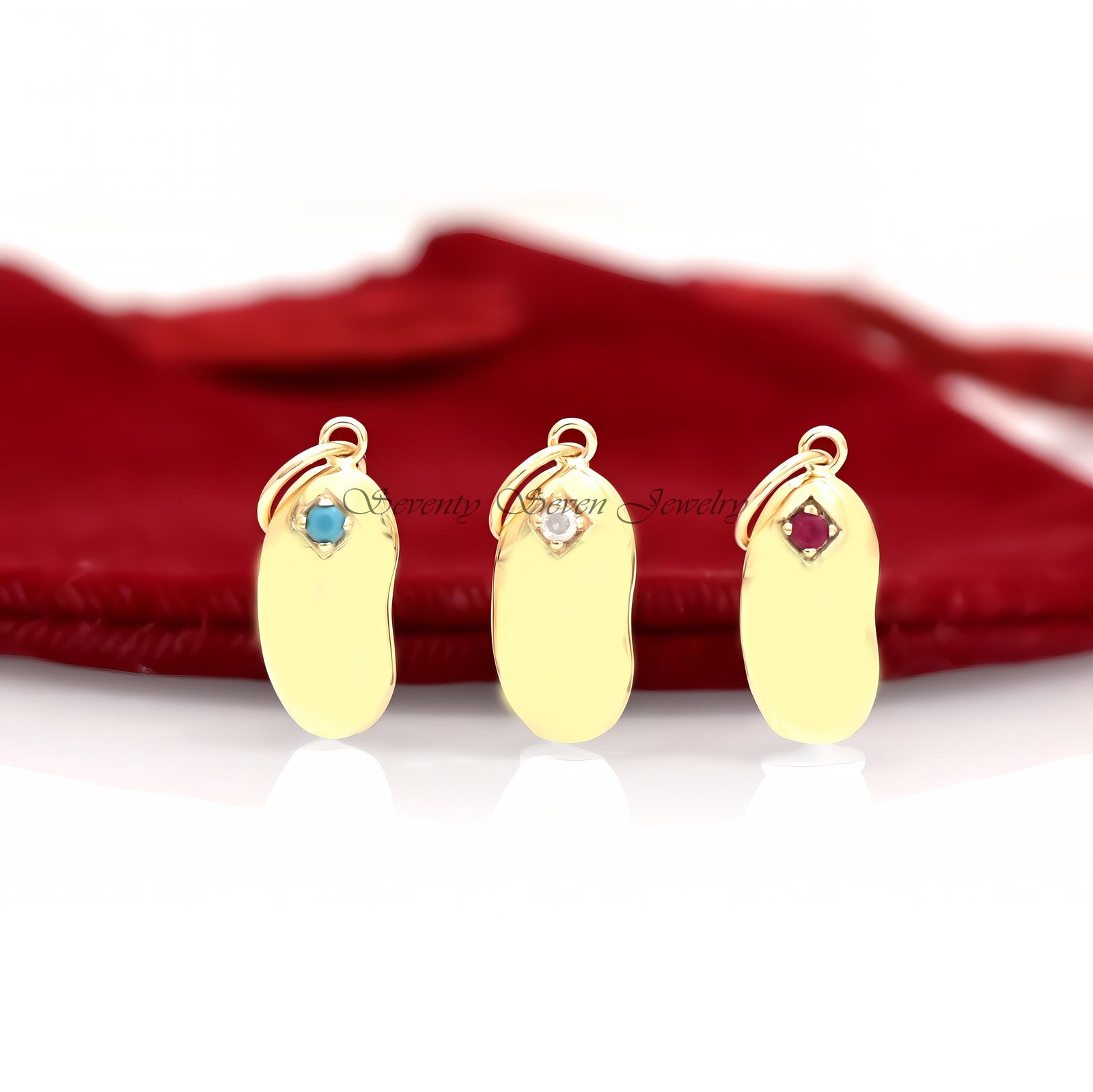 9k Solid Gold Kidney Bean Pendant: Handmade Necklace Charm - Seventy Seven Jewelry | SKU: SSMJP426-9KYG-2026 9k Solid Gold Kidney Bean Pendant: Handmade Necklace Charm - Seventy Seven Jewelry | SKU: SSMJP426-9KYG-2026