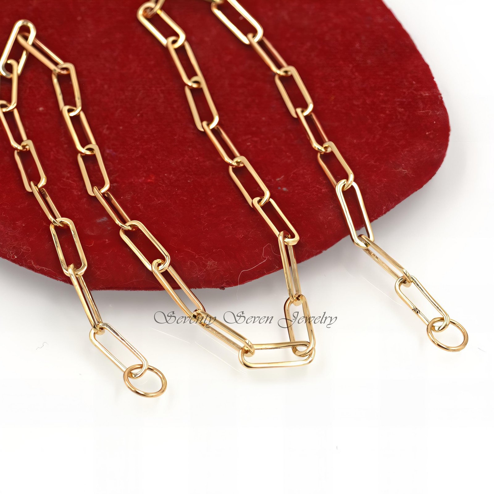9k Solid Gold Paperclip Chain Necklace (10*3.21 MM) - Seventy Seven Jewelry | SKU: SSG1-9KYG-10M-16I,SSG1-9KYG-10M-18I,SSG1-9 9k Solid Gold Paperclip Chain Necklace (10*3.21 MM) - Seventy Seven Jewelry | SKU: SSG1-9KYG-10M-16I,SSG1-9KYG-10M-18I,SSG1-9