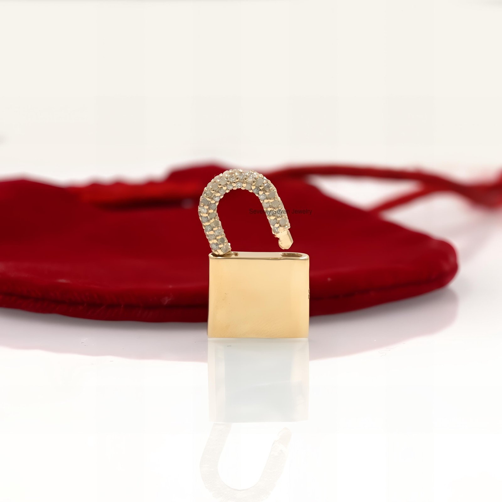9K Solid Gold Pave Diamond Padlock Pendant: Moon & Star Jewelry - View 3 - Seventy Seven Jewelry | SKU: SSMJP43-9KYGPSP,SSMJP 9K Solid Gold Pave Diamond Padlock Pendant: Moon & Star Jewelry - View 3 - Seventy Seven Jewelry | SKU: SSMJP43-9KYGPSP,SSMJP