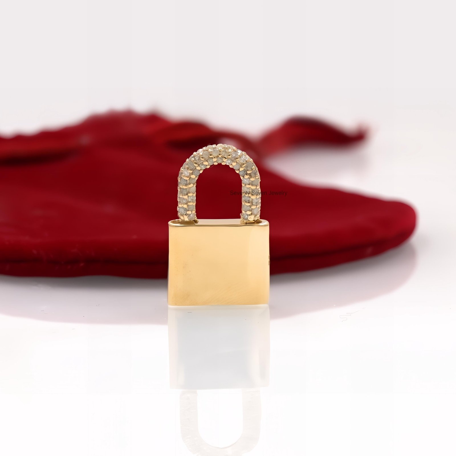 9K Solid Gold Pave Diamond Padlock Pendant: Moon & Star Jewelry - View 5 - Seventy Seven Jewelry | SKU: SSMJP43-9KYGPSP,SSMJP 9K Solid Gold Pave Diamond Padlock Pendant: Moon & Star Jewelry - View 5 - Seventy Seven Jewelry | SKU: SSMJP43-9KYGPSP,SSMJP