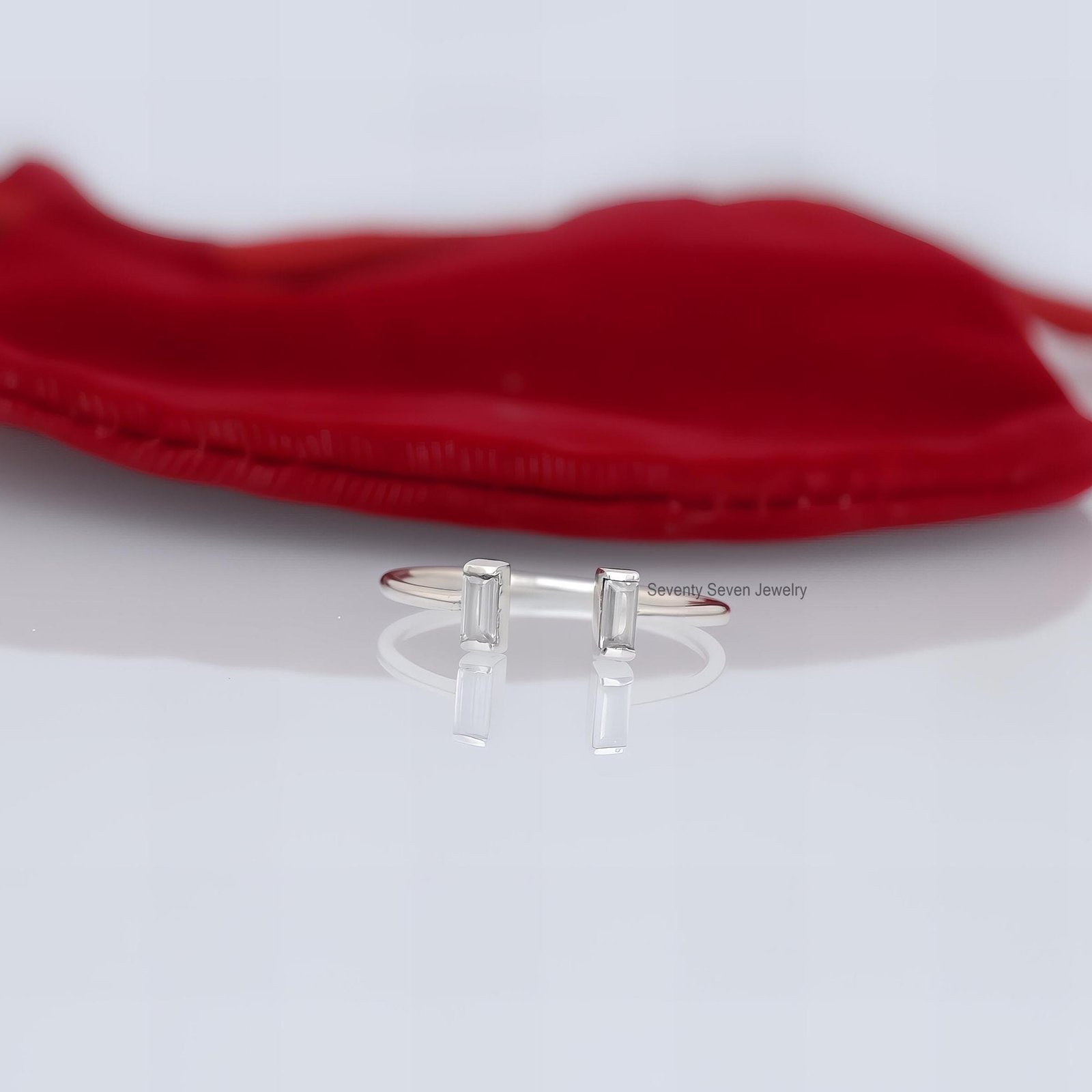Baguette White Topaz Ring: 925 Sterling Silver - View 3 - Seventy Seven Jewelry | SKU: SSMJR732-SLWGBTTWT-US-7-2026 Baguette White Topaz Ring: 925 Sterling Silver - View 3 - Seventy Seven Jewelry | SKU: SSMJR732-SLWGBTTWT-US-7-2026