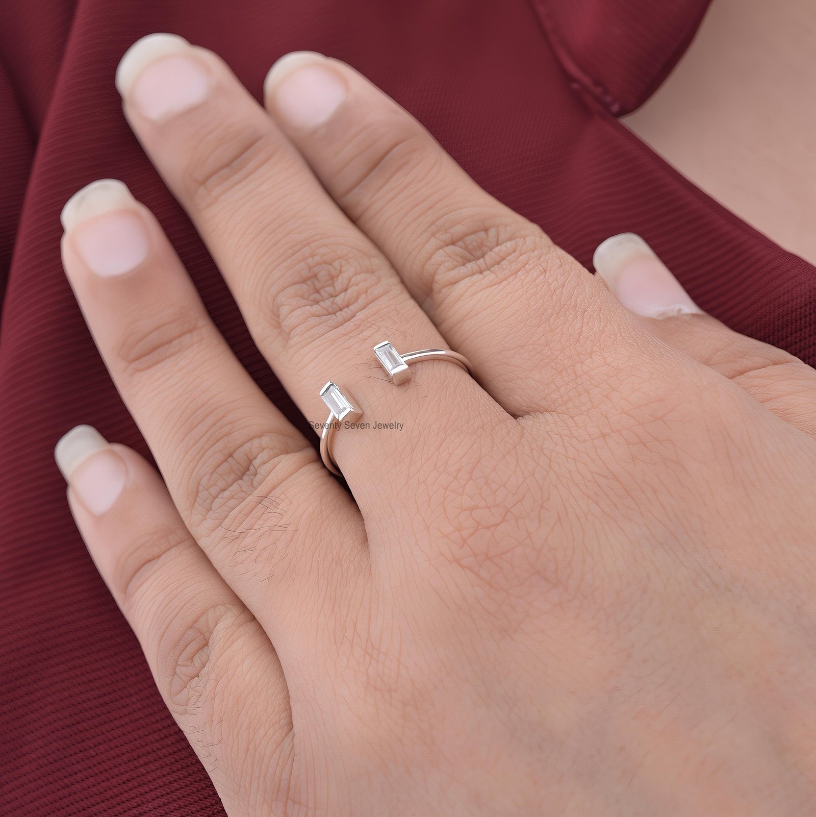 Baguette White Topaz Ring: 925 Sterling Silver - View 6 - Seventy Seven Jewelry | SKU: SSMJR732-SLWGBTTWT-US-7-2026 Baguette White Topaz Ring: 925 Sterling Silver - View 6 - Seventy Seven Jewelry | SKU: SSMJR732-SLWGBTTWT-US-7-2026