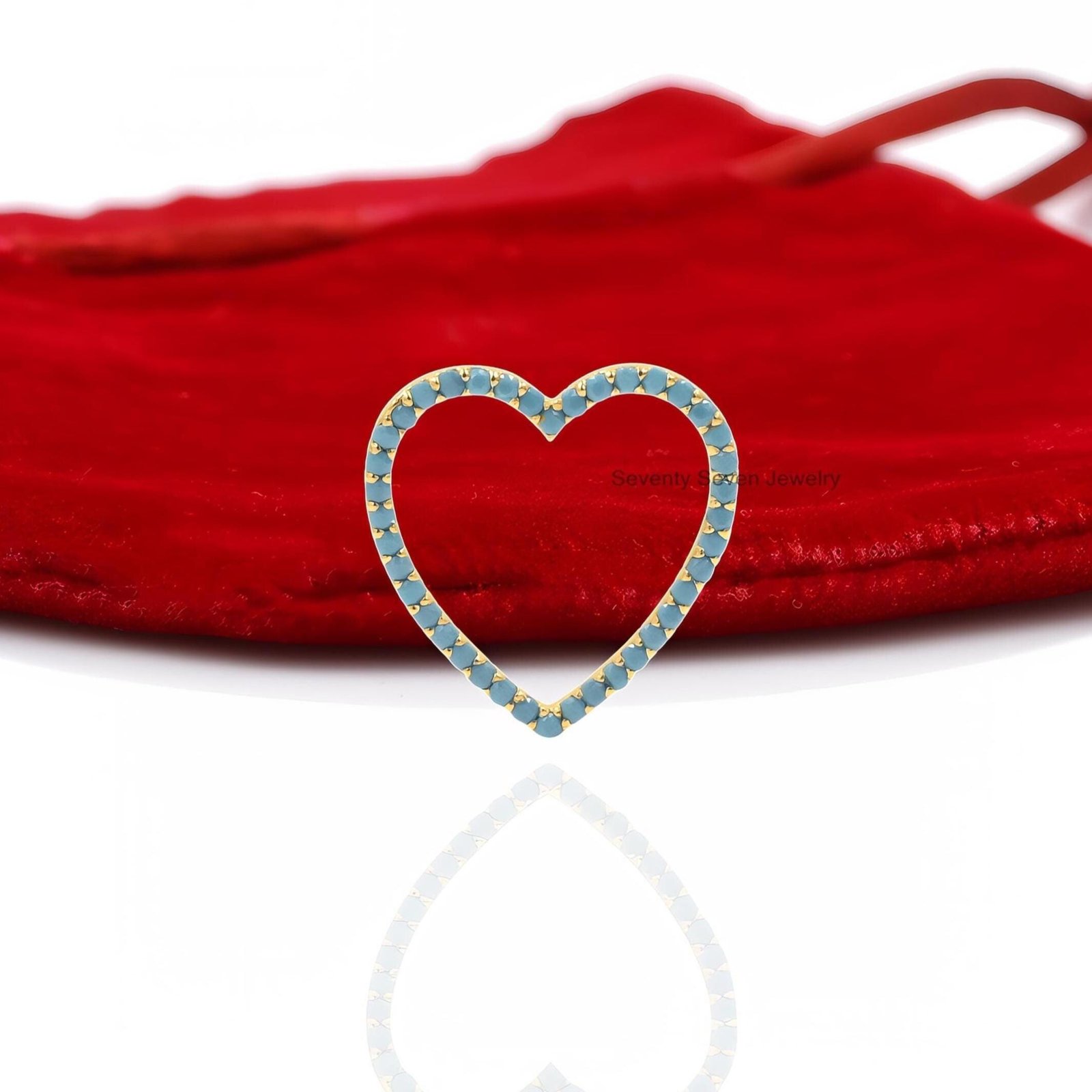 Dainty Turquoise Heart Pendant - 925 Sterling Silver - Valentine's Gift - Seventy Seven Jewelry | SKU: SSMJP530-SLYGTQ-2026 Dainty Turquoise Heart Pendant - 925 Sterling Silver - Valentine's Gift - Seventy Seven Jewelry | SKU: SSMJP530-SLYGTQ-2026