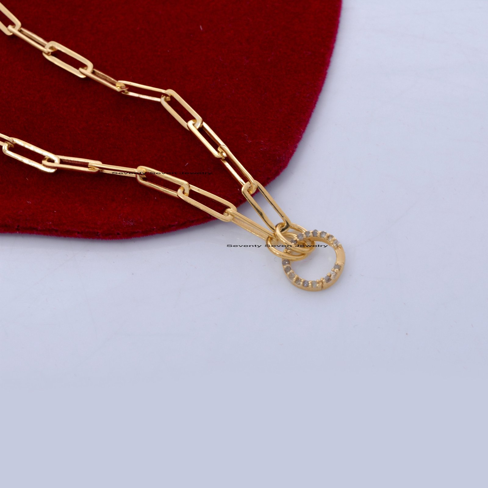 Diamond Charm Enhancer: 925 Silver Circle Pendant, 16 Inch - View 7 - Seventy Seven Jewelry | SKU: SSMJF119-SLYGDI-N47-16I-20 Diamond Charm Enhancer: 925 Silver Circle Pendant, 16 Inch - View 7 - Seventy Seven Jewelry | SKU: SSMJF119-SLYGDI-N47-16I-20