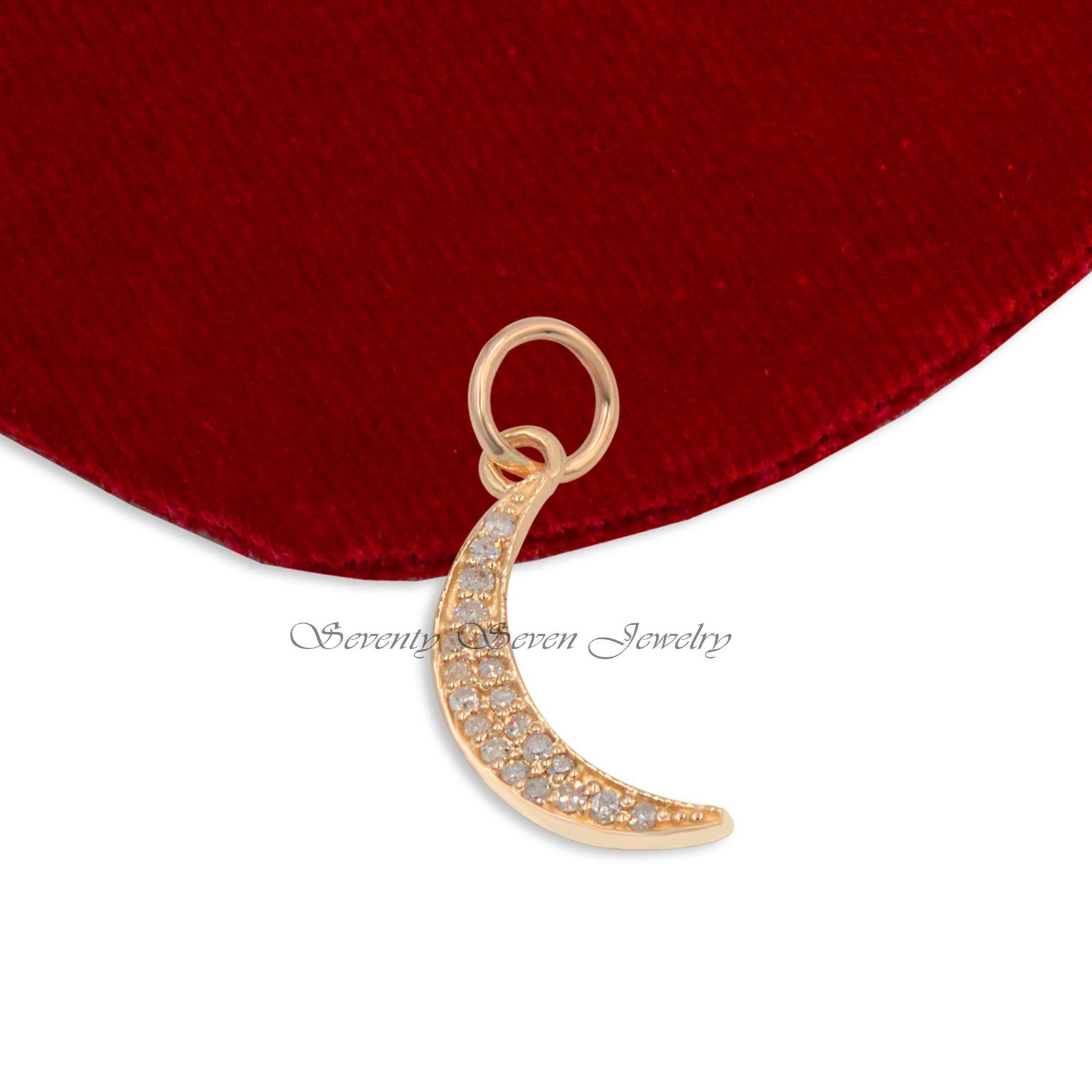 Diamond Crescent Moon Pendant: 925 Silver Gemstone Necklace - Seventy Seven Jewelry | SKU: SSMJP589-SLYGDI-2026 Diamond Crescent Moon Pendant: 925 Silver Gemstone Necklace - Seventy Seven Jewelry | SKU: SSMJP589-SLYGDI-2026