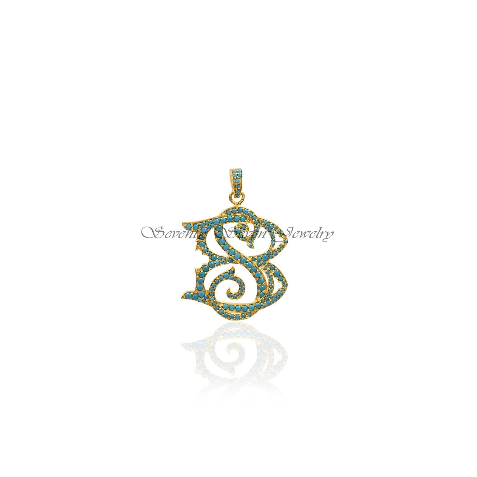 Diamond Initial Pendant: Custom 925 Sterling Silver Monogram - View 4 - Seventy Seven Jewelry | SKU: SSMJP13-SLRHDI-P-2026 Diamond Initial Pendant: Custom 925 Sterling Silver Monogram - View 4 - Seventy Seven Jewelry | SKU: SSMJP13-SLRHDI-P-2026