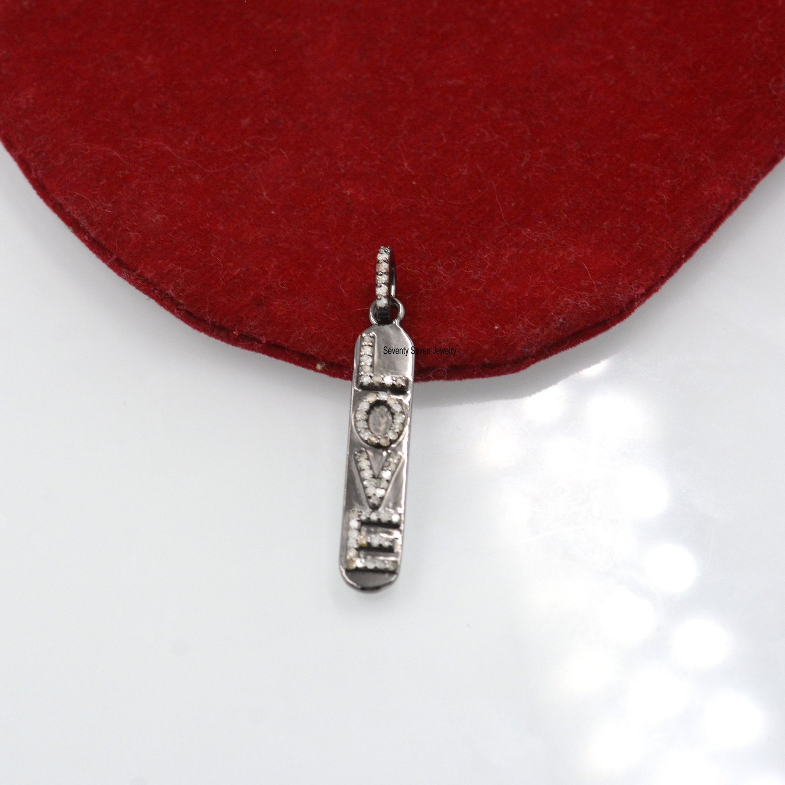 Diamond 'LOVE' 925 Silver Vertical Pendant Necklace - View 5 - Seventy Seven Jewelry | SKU: SSMJP224-SLYGDI-2026,SSMJP224-SLY Diamond 'LOVE' 925 Silver Vertical Pendant Necklace - View 5 - Seventy Seven Jewelry | SKU: SSMJP224-SLYGDI-2026,SSMJP224-SLY