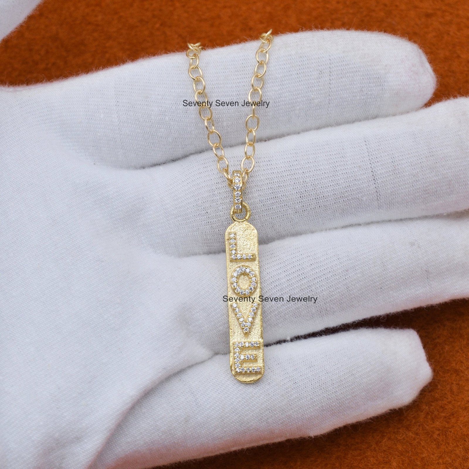 Diamond 'LOVE' 925 Silver Vertical Pendant Necklace - View 6 - Seventy Seven Jewelry | SKU: SSMJP224-SLYGDI-2026,SSMJP224-SLY Diamond 'LOVE' 925 Silver Vertical Pendant Necklace - View 6 - Seventy Seven Jewelry | SKU: SSMJP224-SLYGDI-2026,SSMJP224-SLY