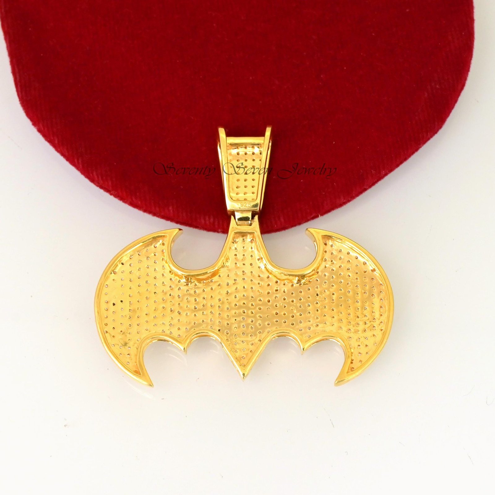 Diamond Out Batman Pendant 14k Gold & Sterling Silver, Bat Symbol Necklace, Men's Jewelry - View 4 - Seventy Seven Jewelry | Diamond Out Batman Pendant 14k Gold & Sterling Silver, Bat Symbol Necklace, Men's Jewelry - View 4 - Seventy Seven Jewelry |