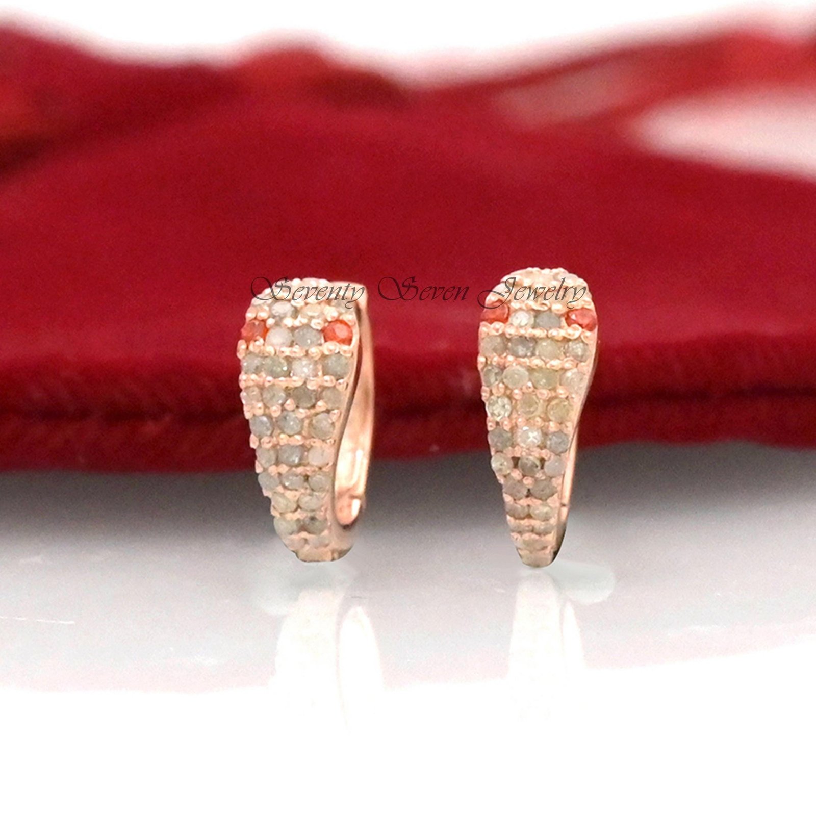 Diamond Snake Hoop Huggies: Ruby Eyed Serpent Earrings, 925 Silver - View 4 - Seventy Seven Jewelry | SKU: SSMJE494-SLYGDIRU- Diamond Snake Hoop Huggies: Ruby Eyed Serpent Earrings, 925 Silver - View 4 - Seventy Seven Jewelry | SKU: SSMJE494-SLYGDIRU-