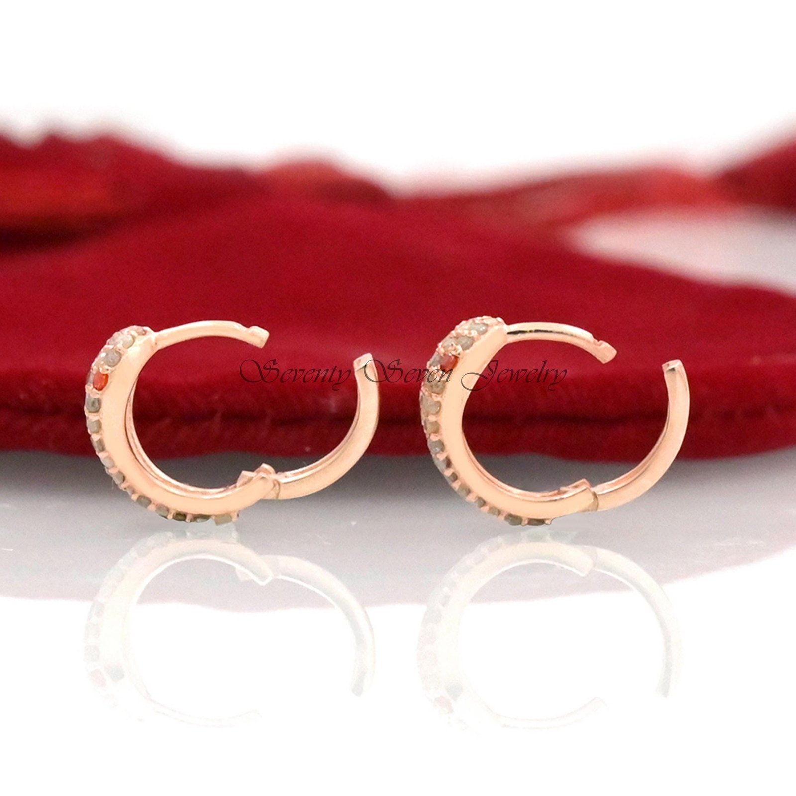 Diamond Snake Hoop Huggies: Ruby Eyed Serpent Earrings, 925 Silver - View 6 - Seventy Seven Jewelry | SKU: SSMJE494-SLYGDIRU- Diamond Snake Hoop Huggies: Ruby Eyed Serpent Earrings, 925 Silver - View 6 - Seventy Seven Jewelry | SKU: SSMJE494-SLYGDIRU-