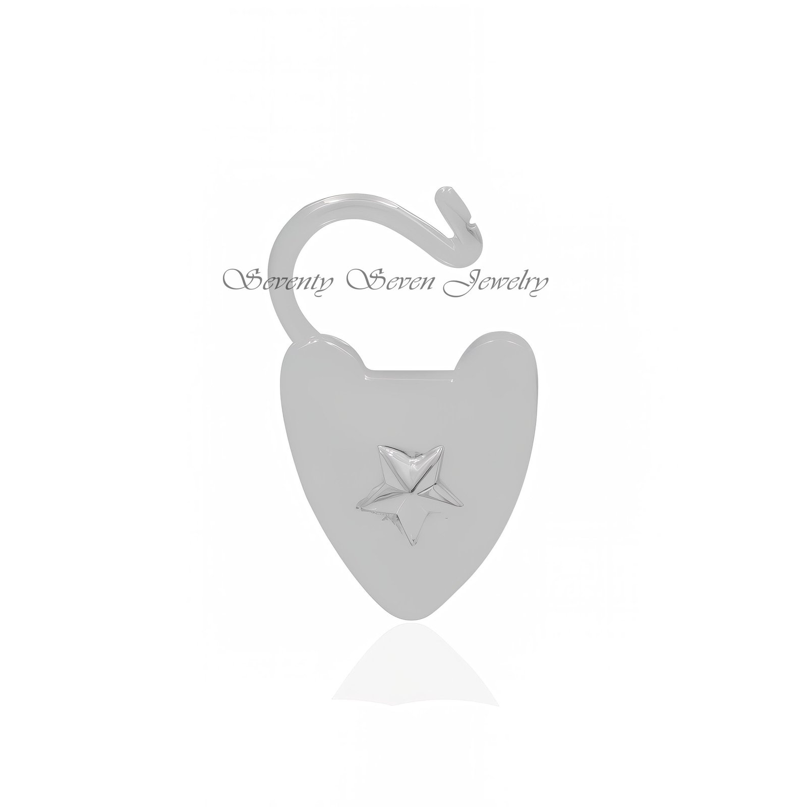 Gold Vermeil Heart Star Padlock Pendant: Sterling Silver Connector (30mm) - Seventy Seven Jewelry | SKU: SSMJP47-SLRHYG-2026 Gold Vermeil Heart Star Padlock Pendant: Sterling Silver Connector (30mm) - Seventy Seven Jewelry | SKU: SSMJP47-SLRHYG-2026