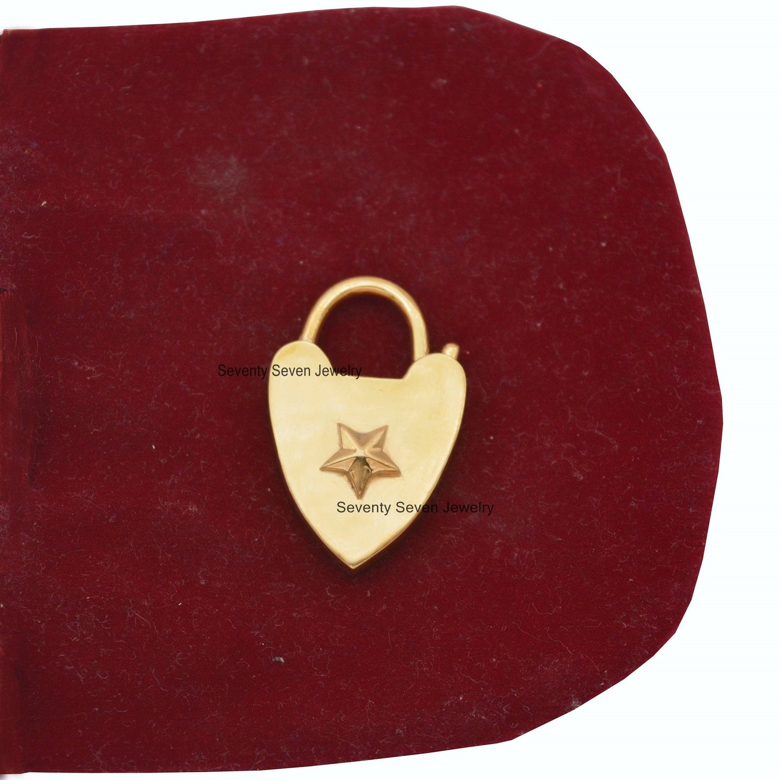 Gold Vermeil Heart Star Padlock Pendant: Sterling Silver Connector (30mm) - View 5 - Seventy Seven Jewelry | SKU: SSMJP47-SLR Gold Vermeil Heart Star Padlock Pendant: Sterling Silver Connector (30mm) - View 5 - Seventy Seven Jewelry | SKU: SSMJP47-SLR