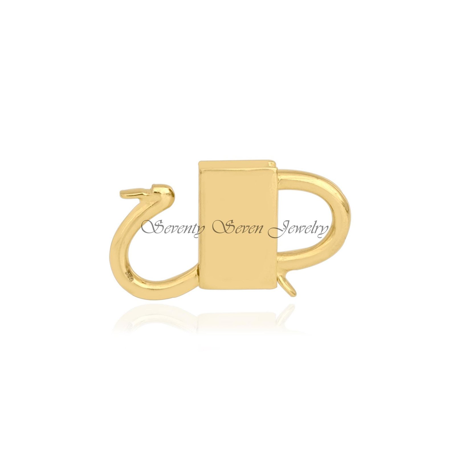 Handmade 14k Gold Plated Padlock Pendant: Openable 925 Silver Jewelry - View 2 - Seventy Seven Jewelry | SKU: SSMJP31-SLRG-20 Handmade 14k Gold Plated Padlock Pendant: Openable 925 Silver Jewelry - View 2 - Seventy Seven Jewelry | SKU: SSMJP31-SLRG-20