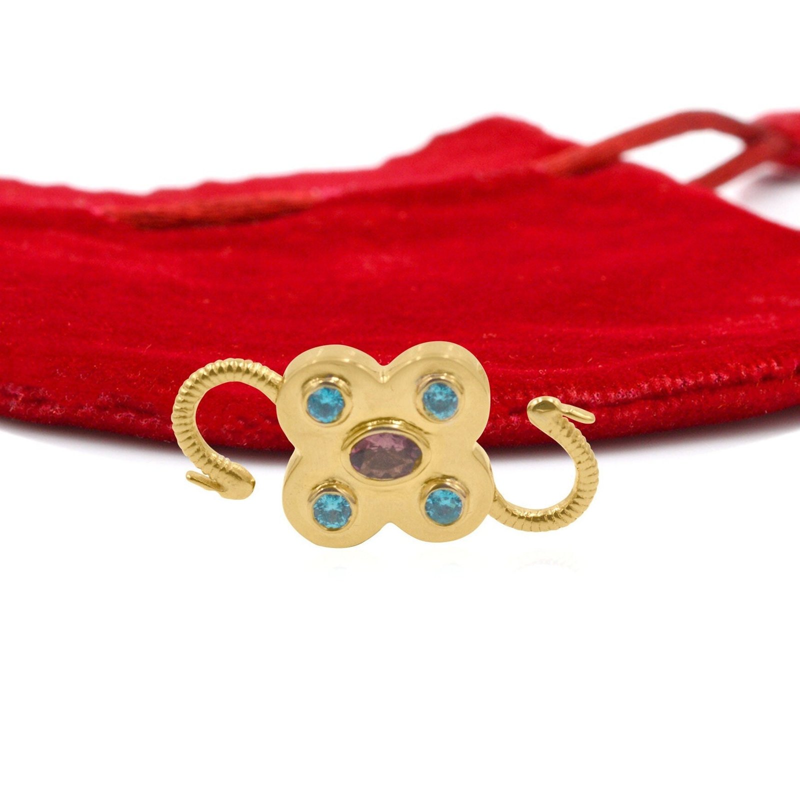 Handmade Gold Gemstone Floral Padlock: 9k Solid, Double Side Openable - Seventy Seven Jewelry | SKU: SSMJP65-9KYGBTAM,SSMJP65 Handmade Gold Gemstone Floral Padlock: 9k Solid, Double Side Openable - Seventy Seven Jewelry | SKU: SSMJP65-9KYGBTAM,SSMJP65